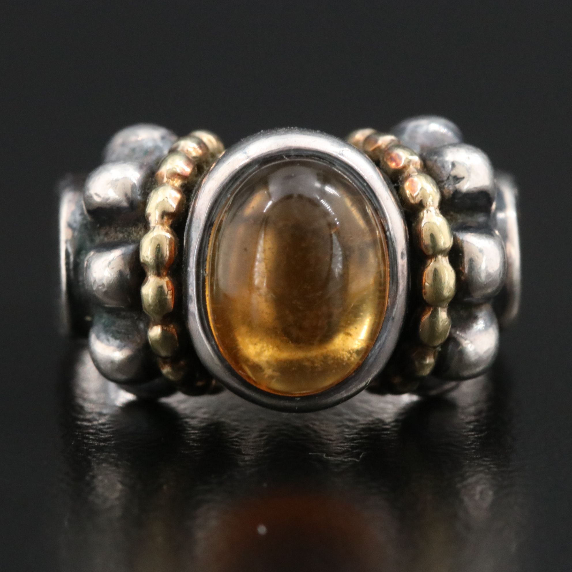 Caviar by Lagos Sterling, 18K and Citrine Ring