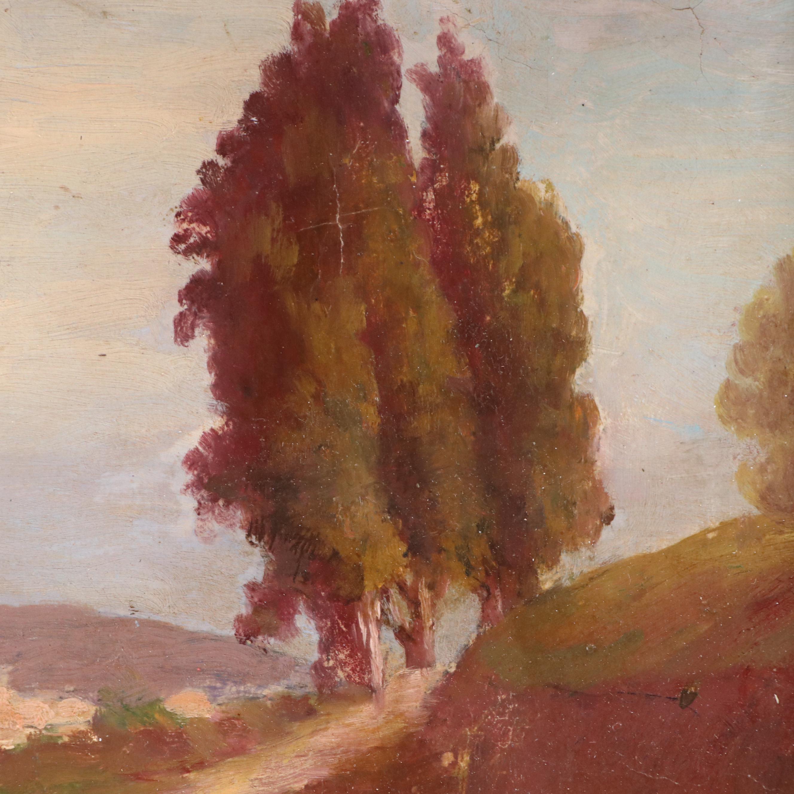 André Brillet Oil Painting "Les Collines des Falicon," Early to Mid-20th Century