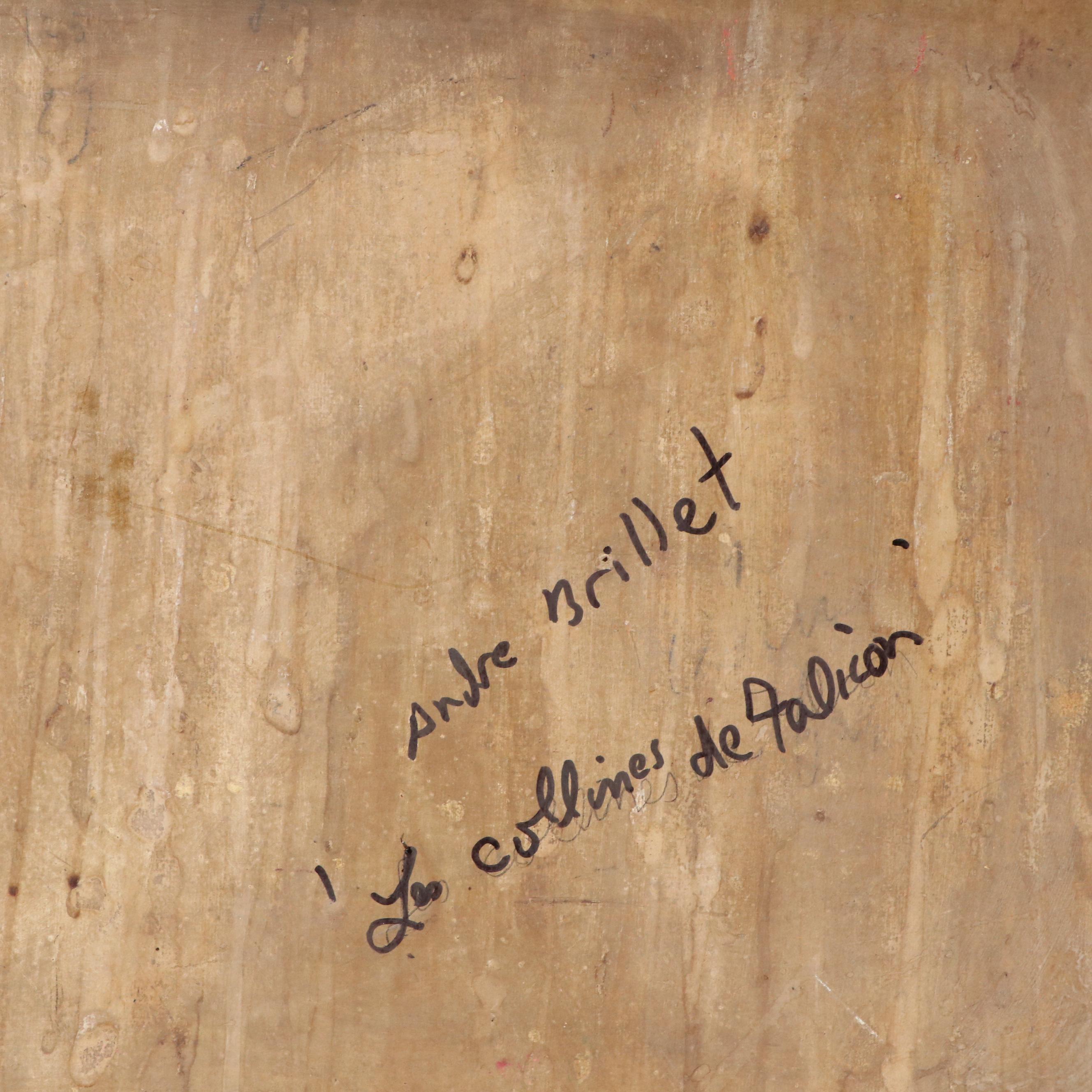 André Brillet Oil Painting "Les Collines des Falicon," Early to Mid-20th Century