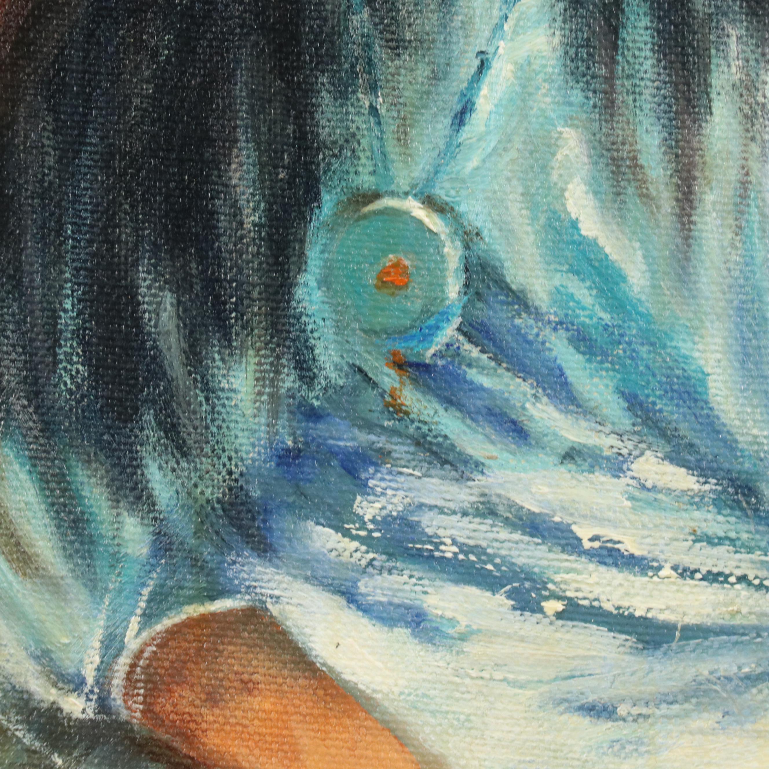 Oil Painting After Marilyn Bendell Portrait of a Woman with Pottery, 1991