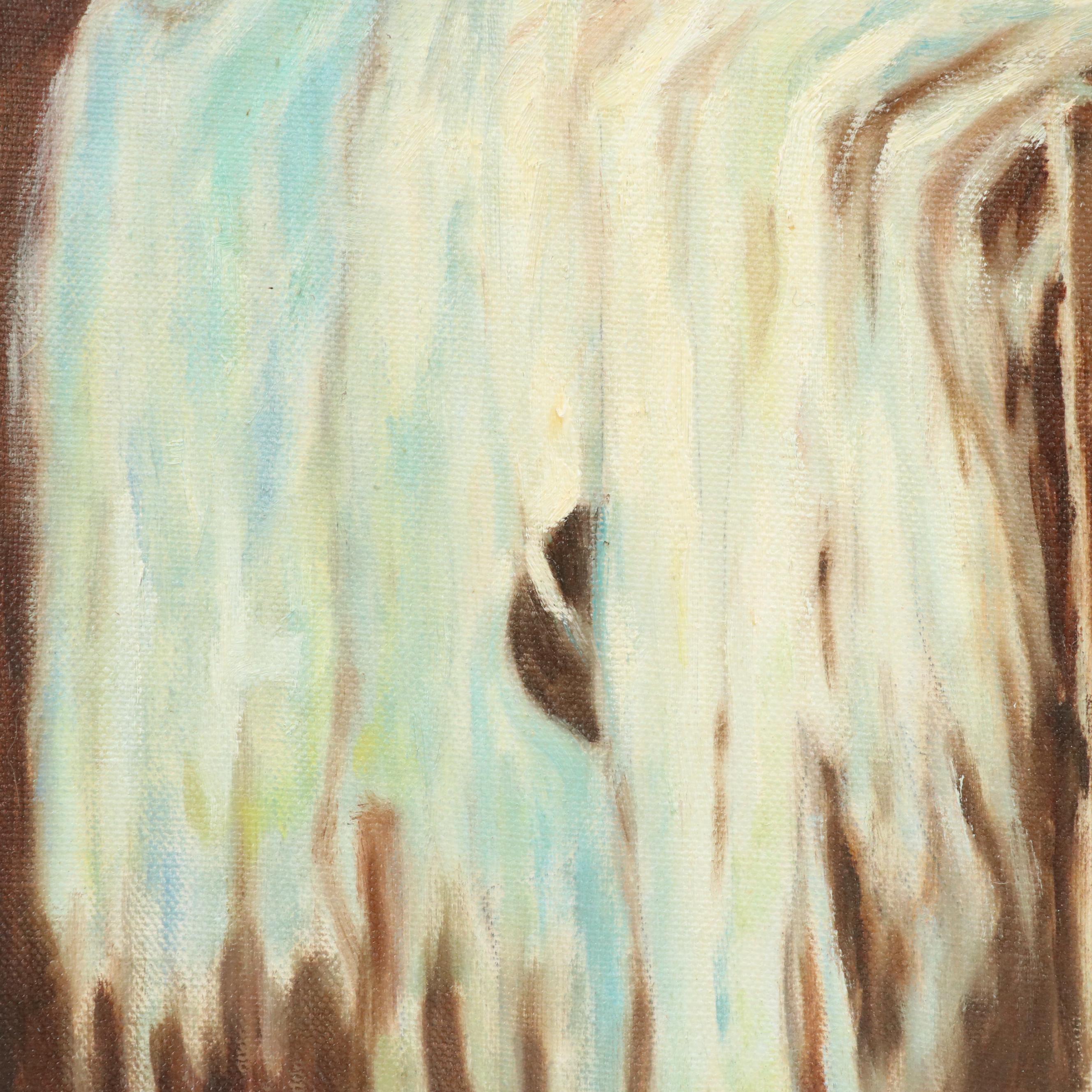 Oil Painting After Marilyn Bendell Portrait of a Woman with Pottery, 1991