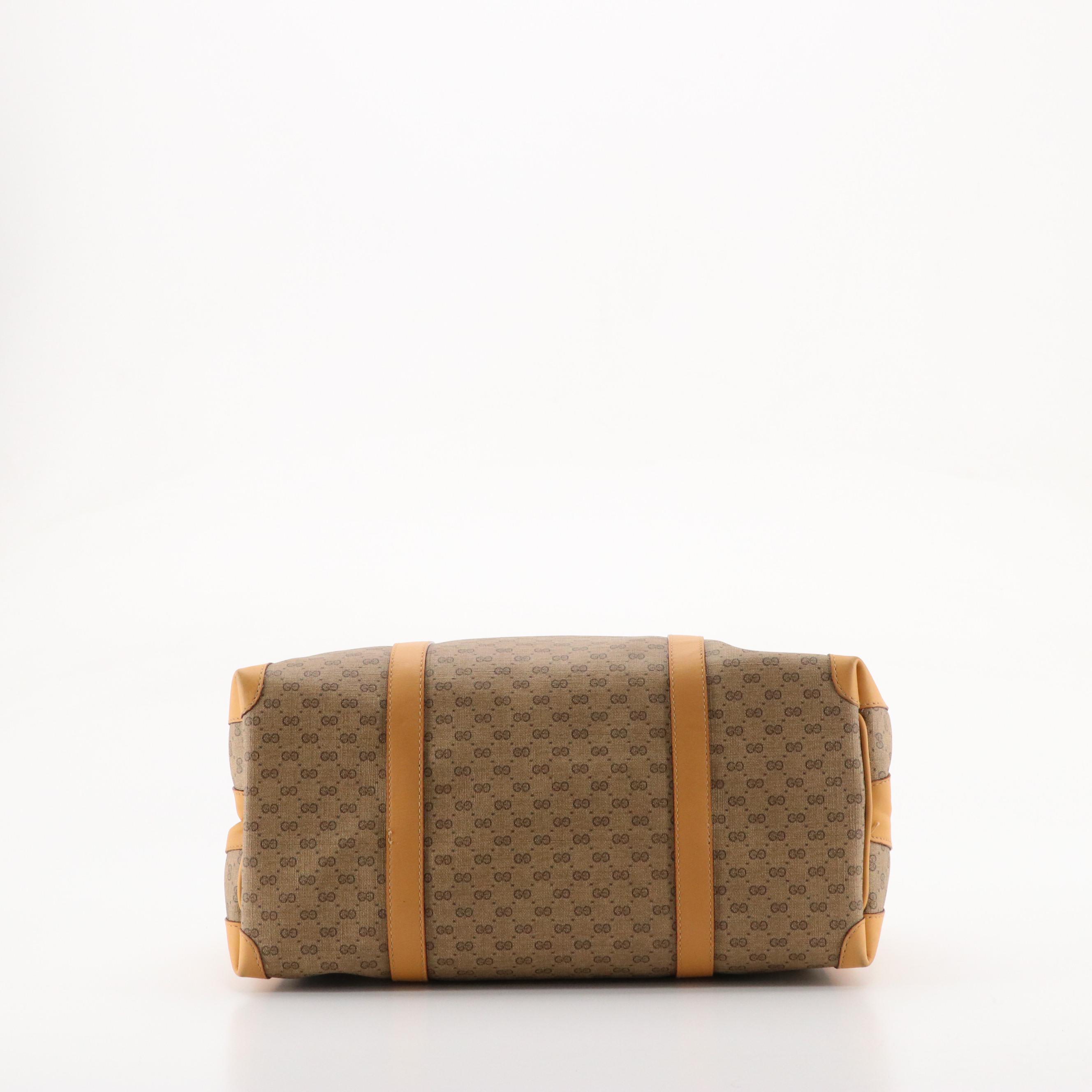 Gucci Boston Bag in Micro GG Coated Canvas and Leather