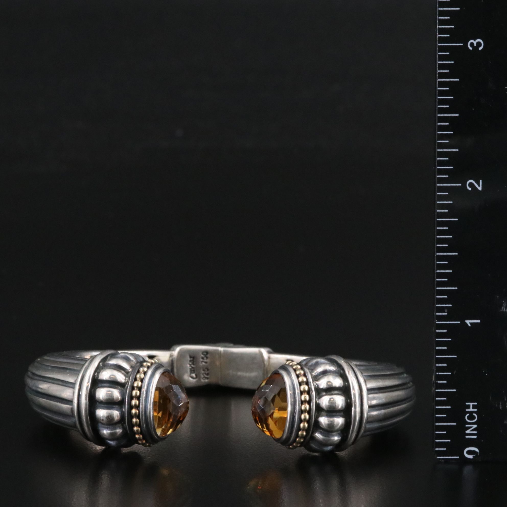 Caviar by Lagos Sterling, 18K and Citrine Hinged Bracelet