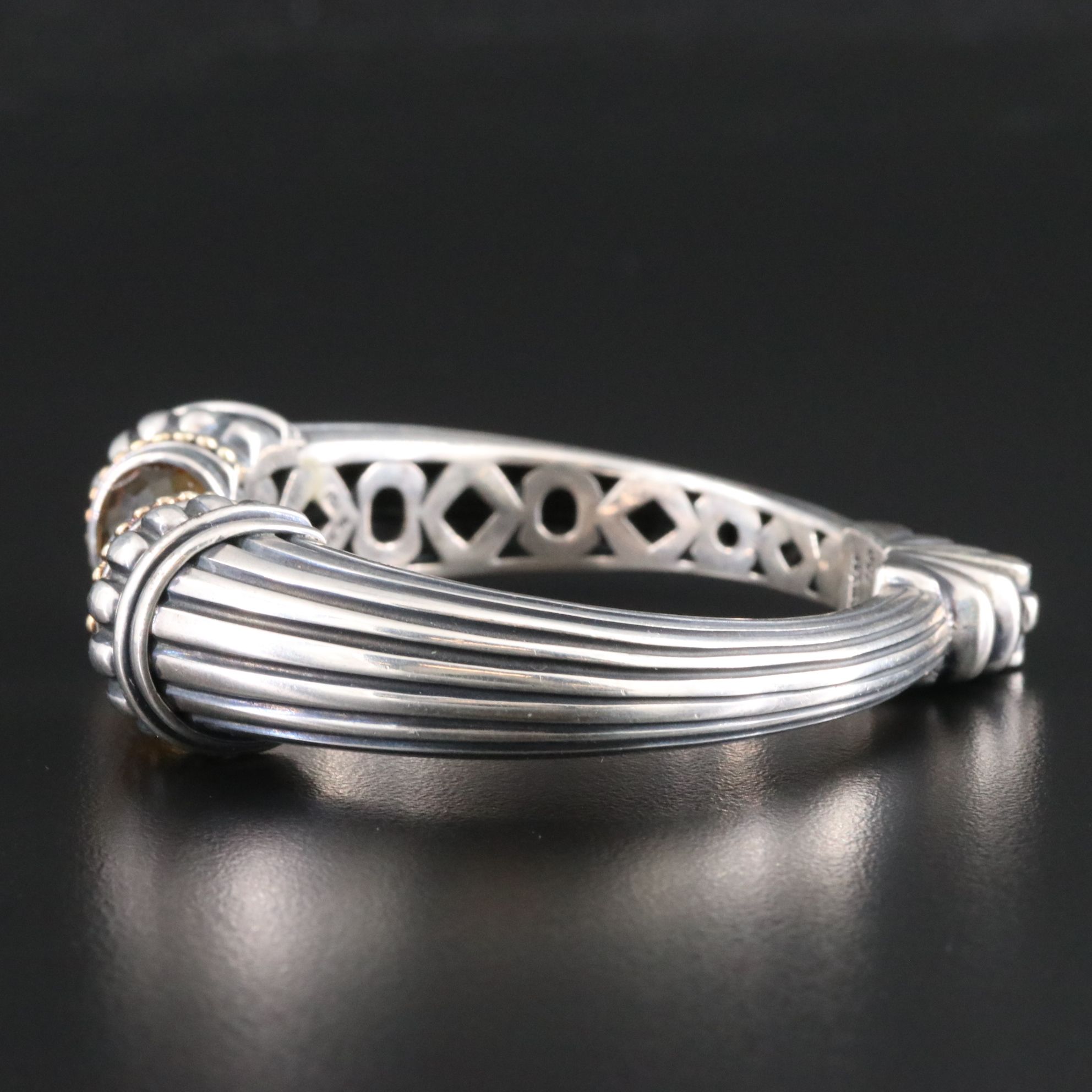 Caviar by Lagos Sterling, 18K and Citrine Hinged Bracelet