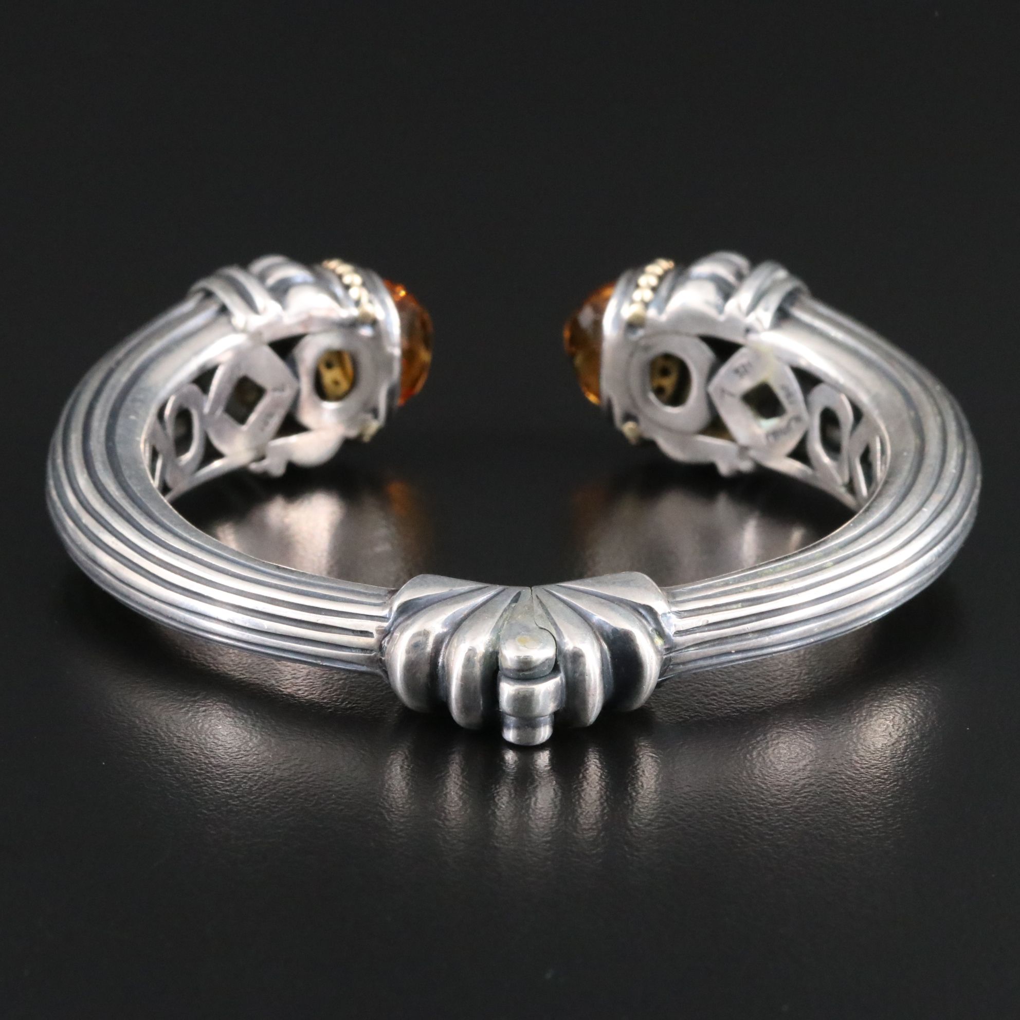 Caviar by Lagos Sterling, 18K and Citrine Hinged Bracelet