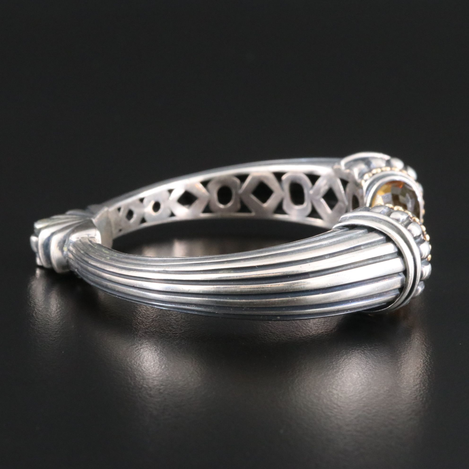 Caviar by Lagos Sterling, 18K and Citrine Hinged Bracelet