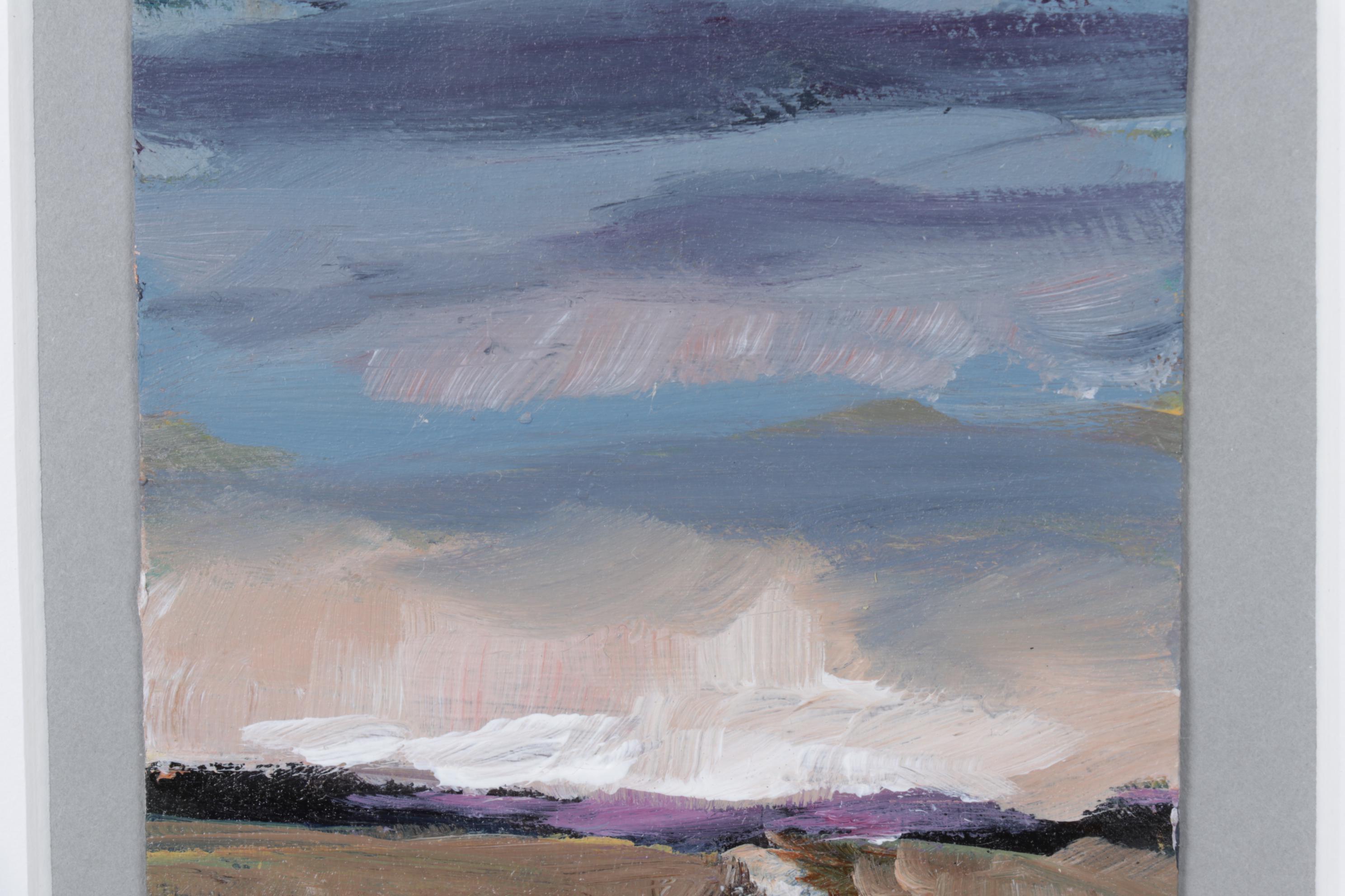 Landscape Oil Painting of River and Turbulent Clouds