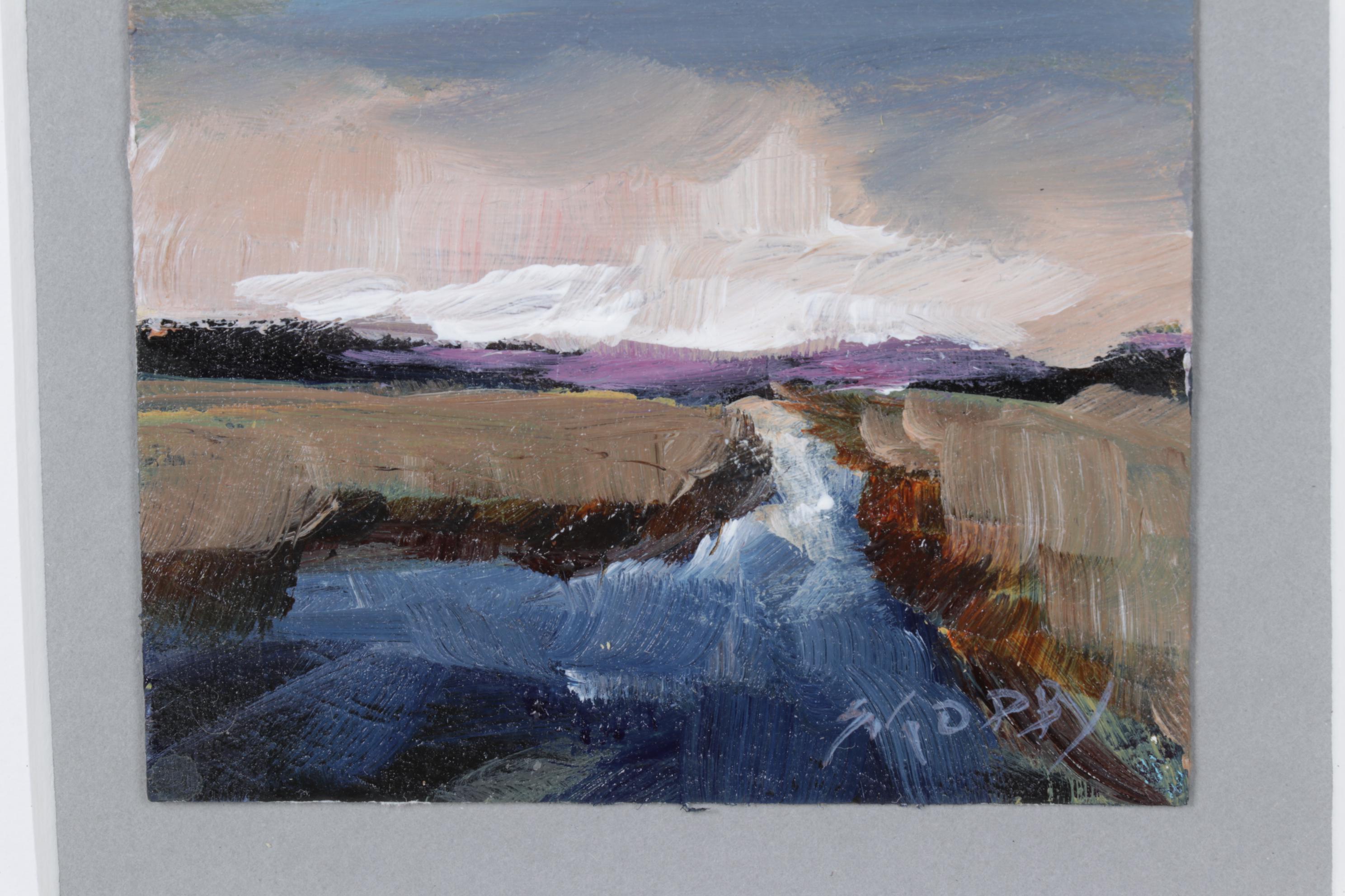 Landscape Oil Painting of River and Turbulent Clouds