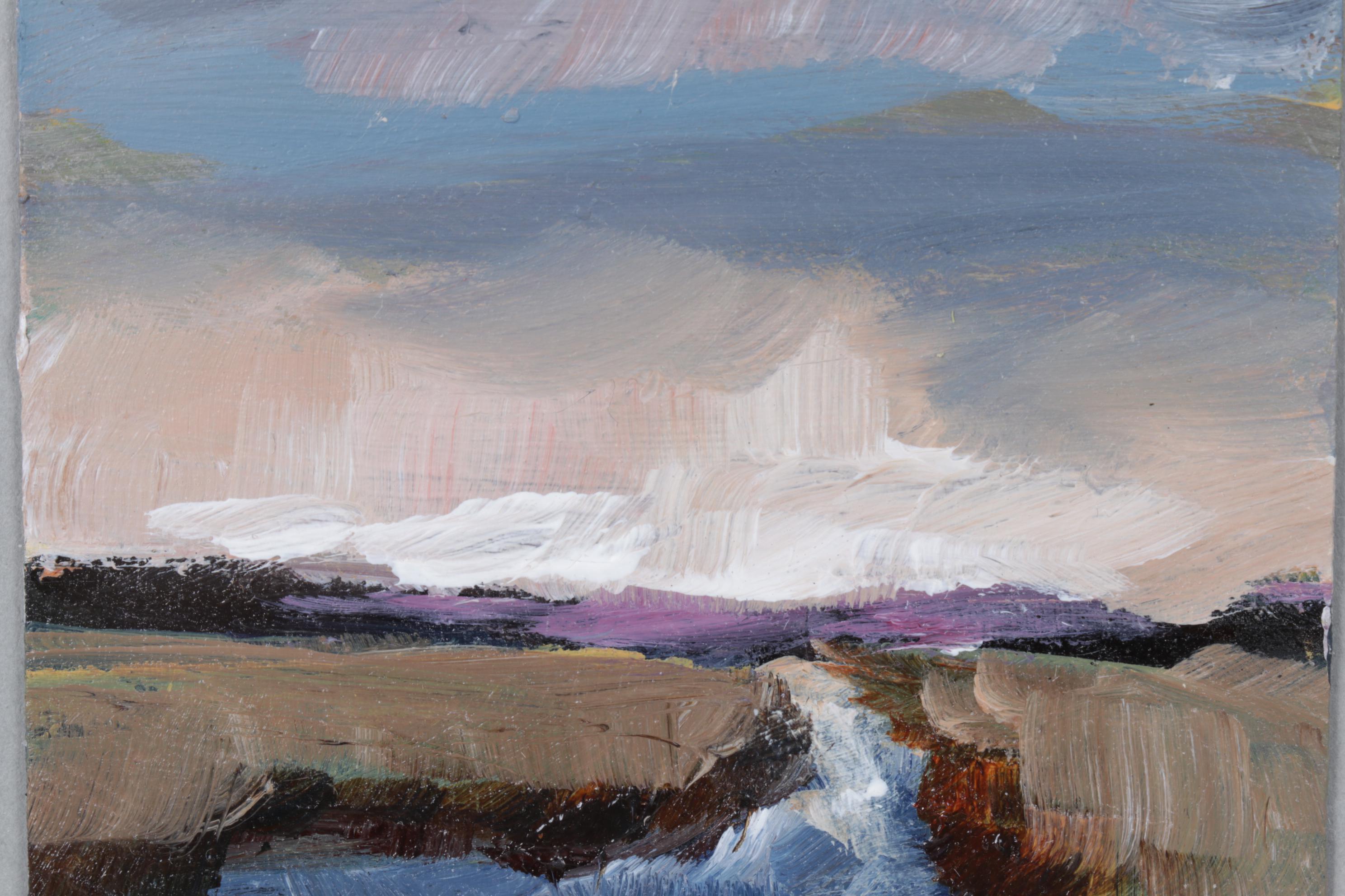 Landscape Oil Painting of River and Turbulent Clouds