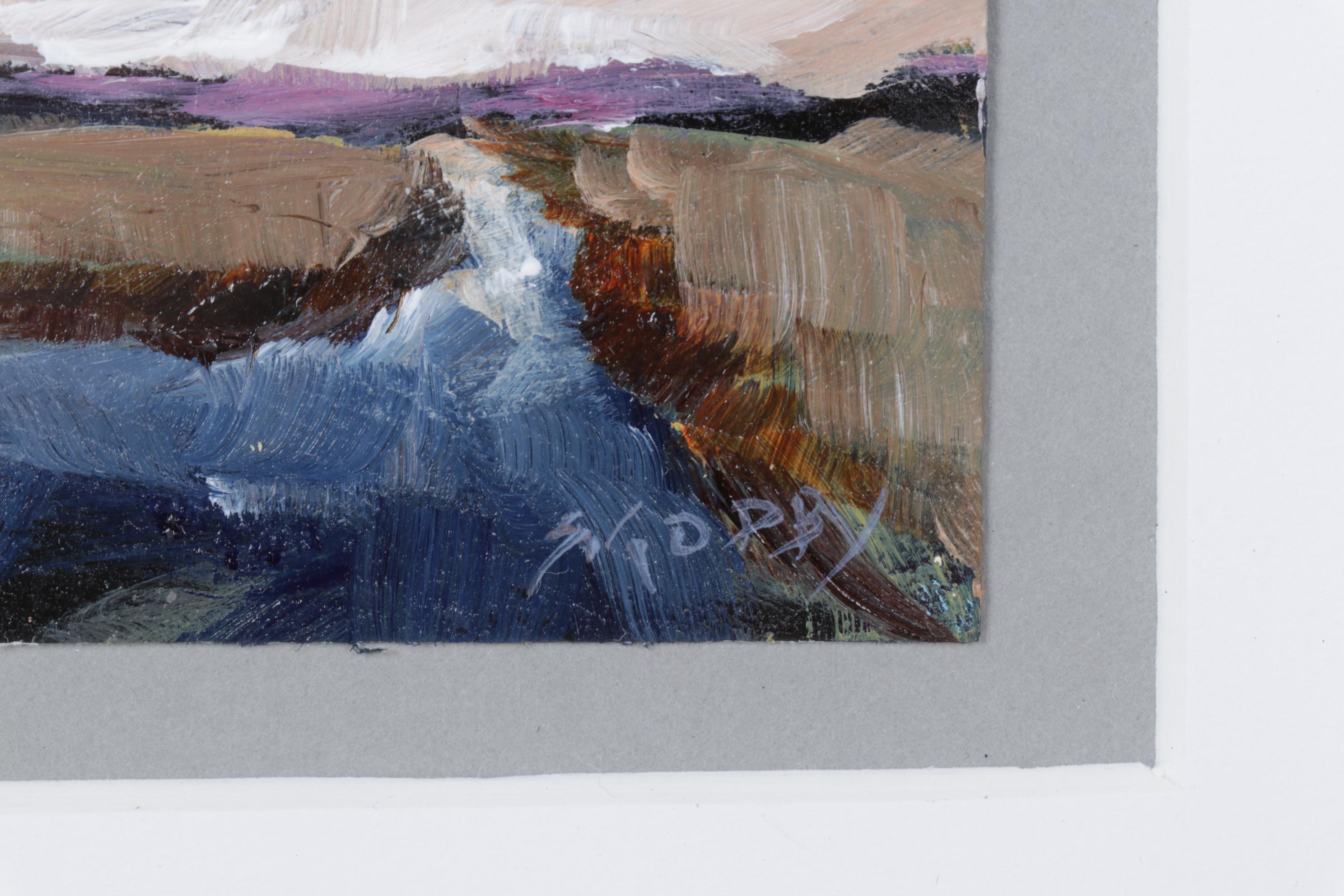 Landscape Oil Painting of River and Turbulent Clouds