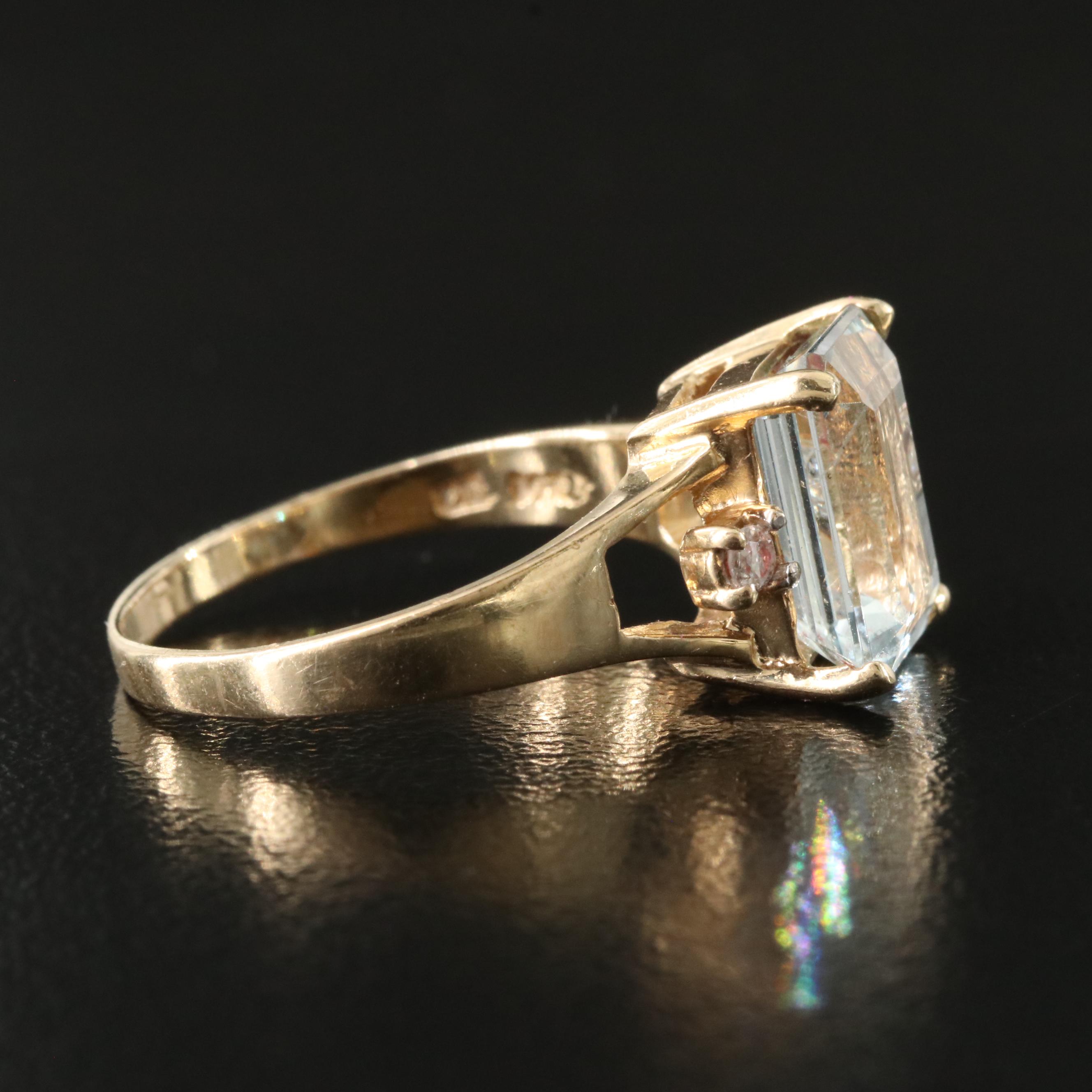 14K Aquamarine and Diamond Ring