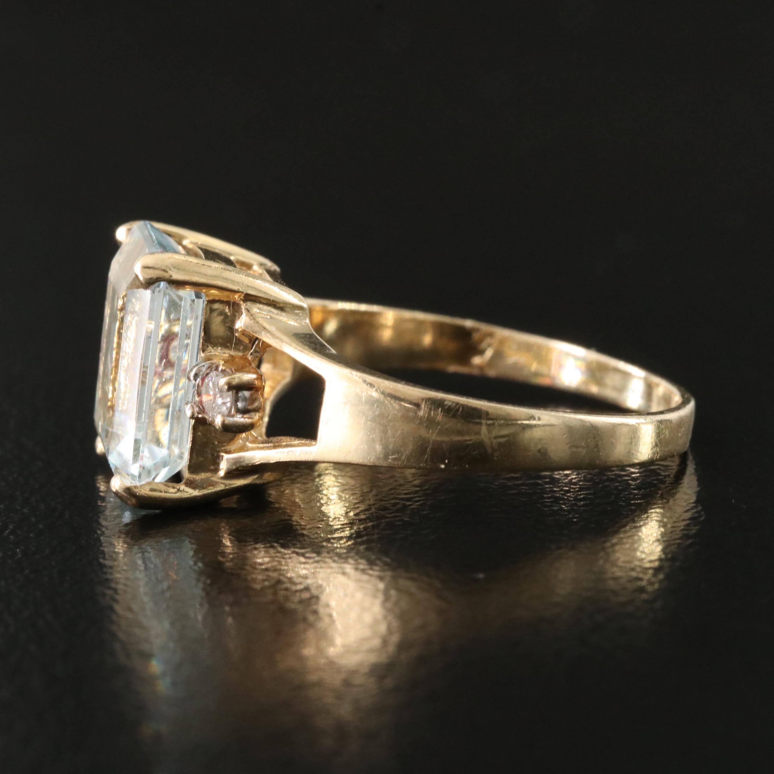 14K Aquamarine and Diamond Ring