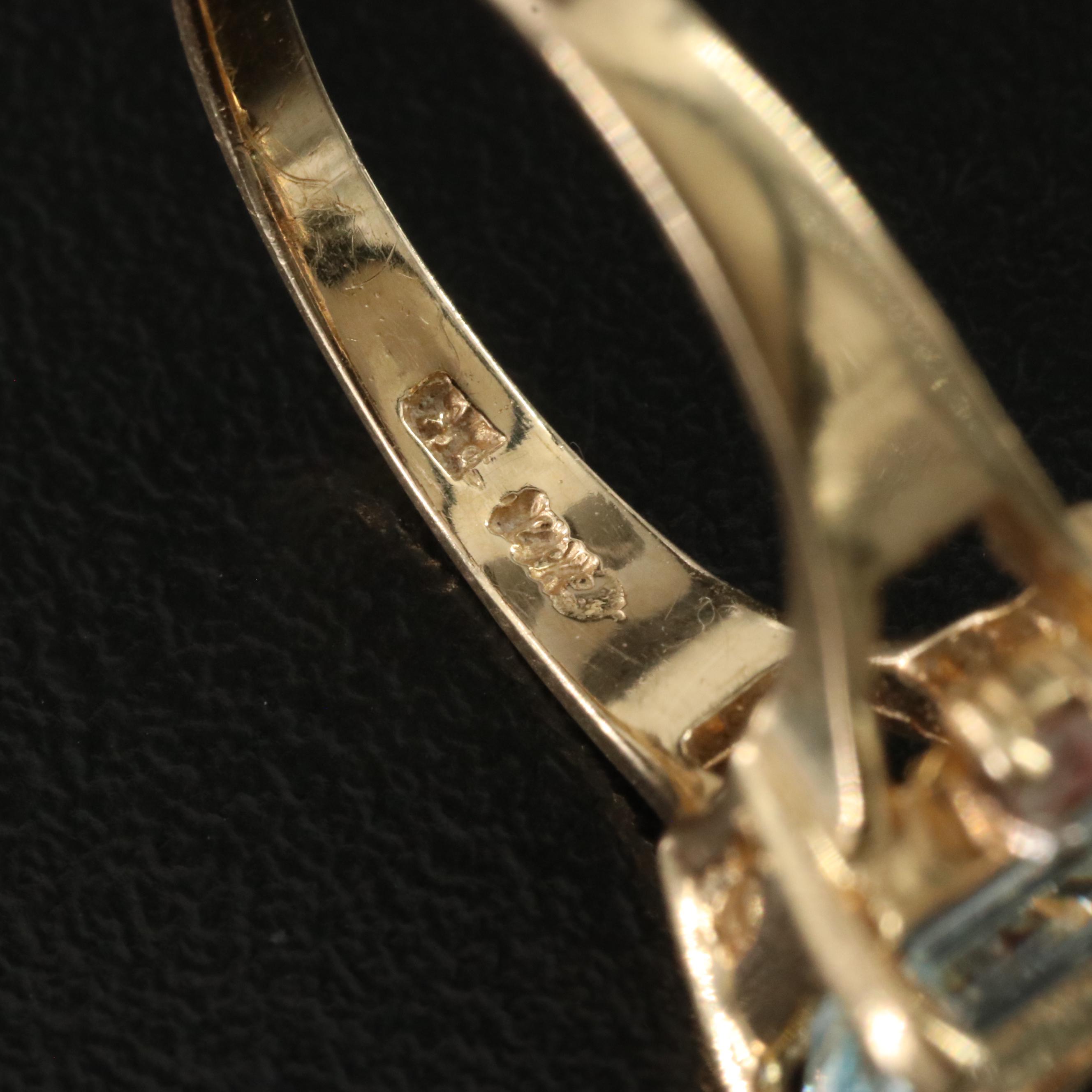 14K Aquamarine and Diamond Ring