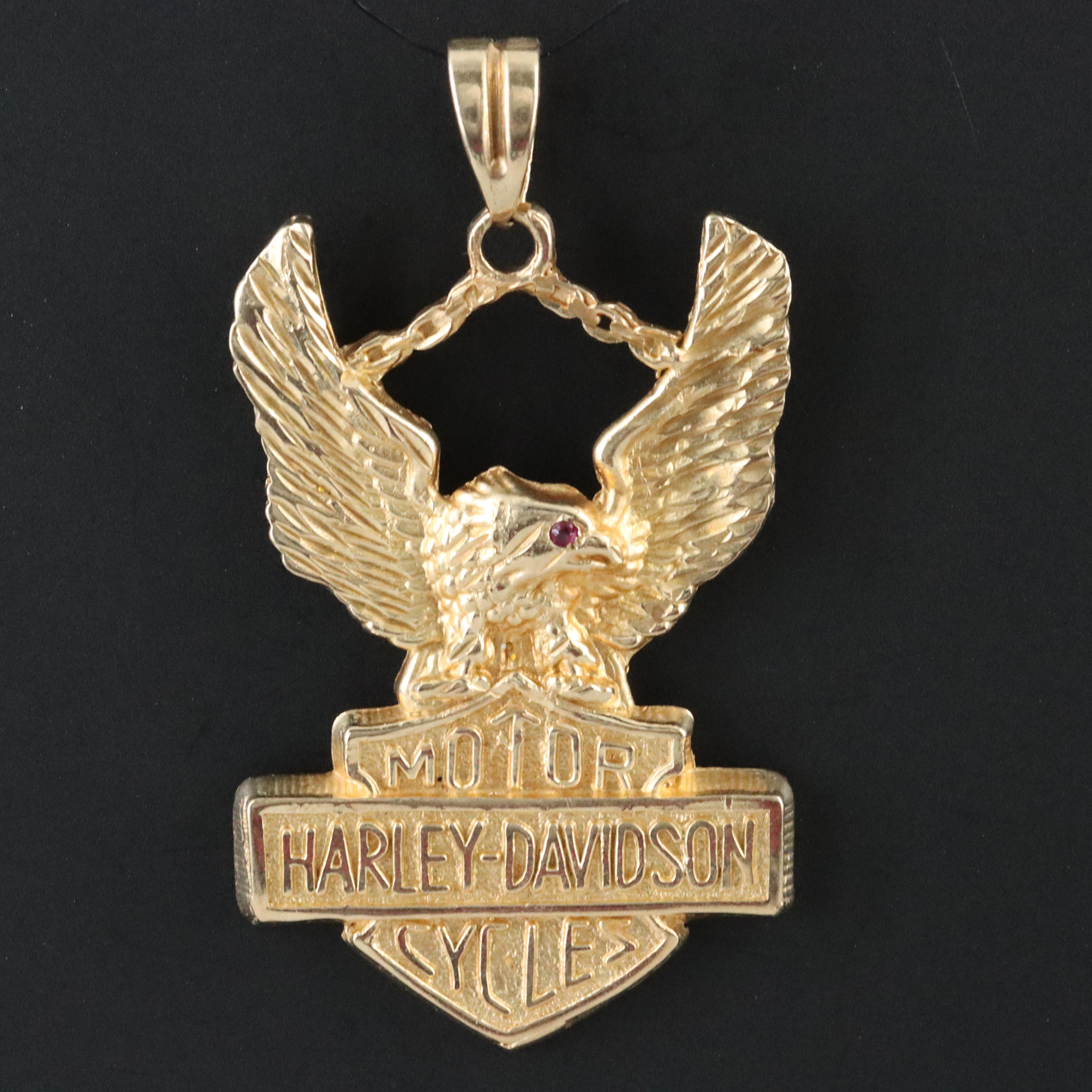 14K Ruby Harley Davidson Pendant