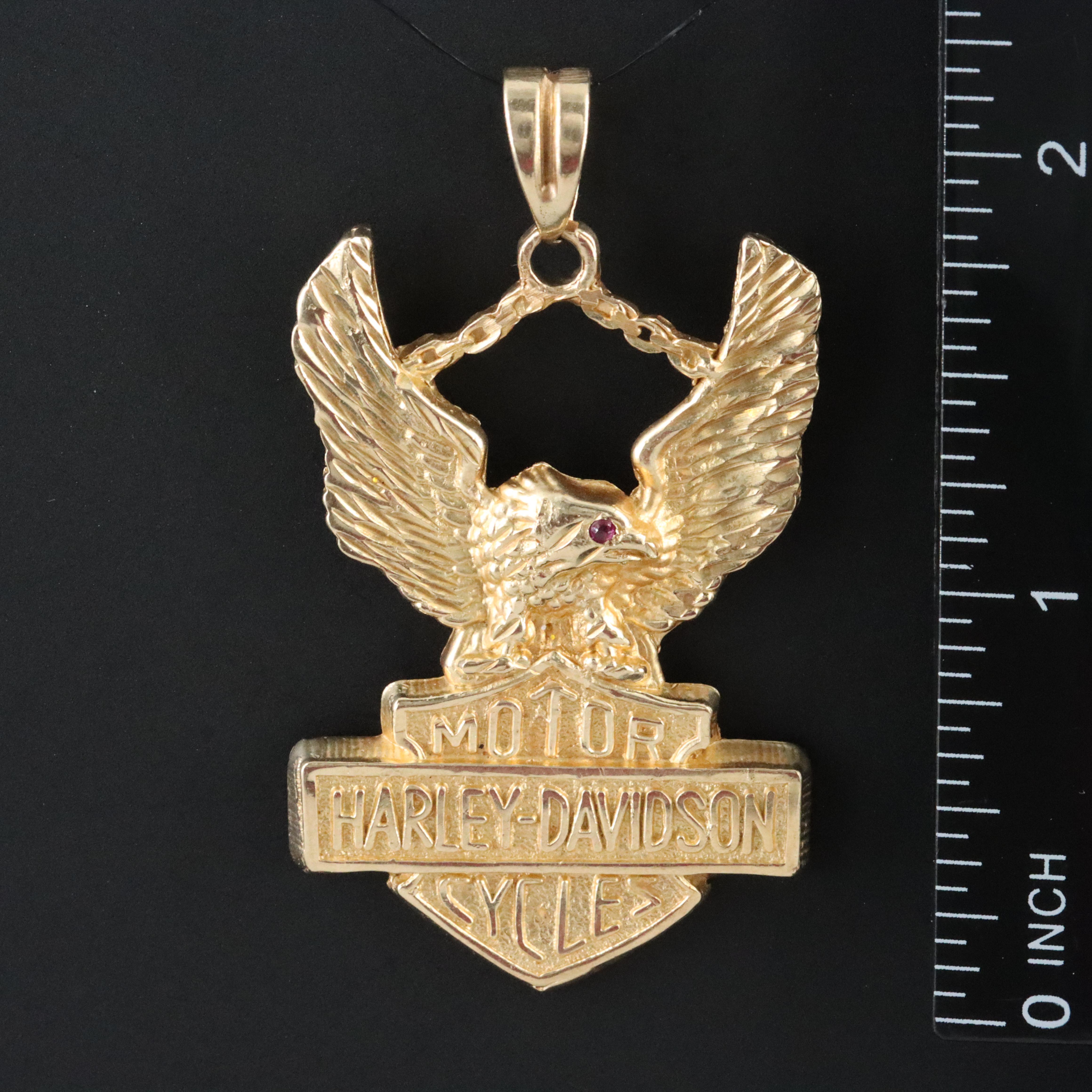 14K Ruby Harley Davidson Pendant