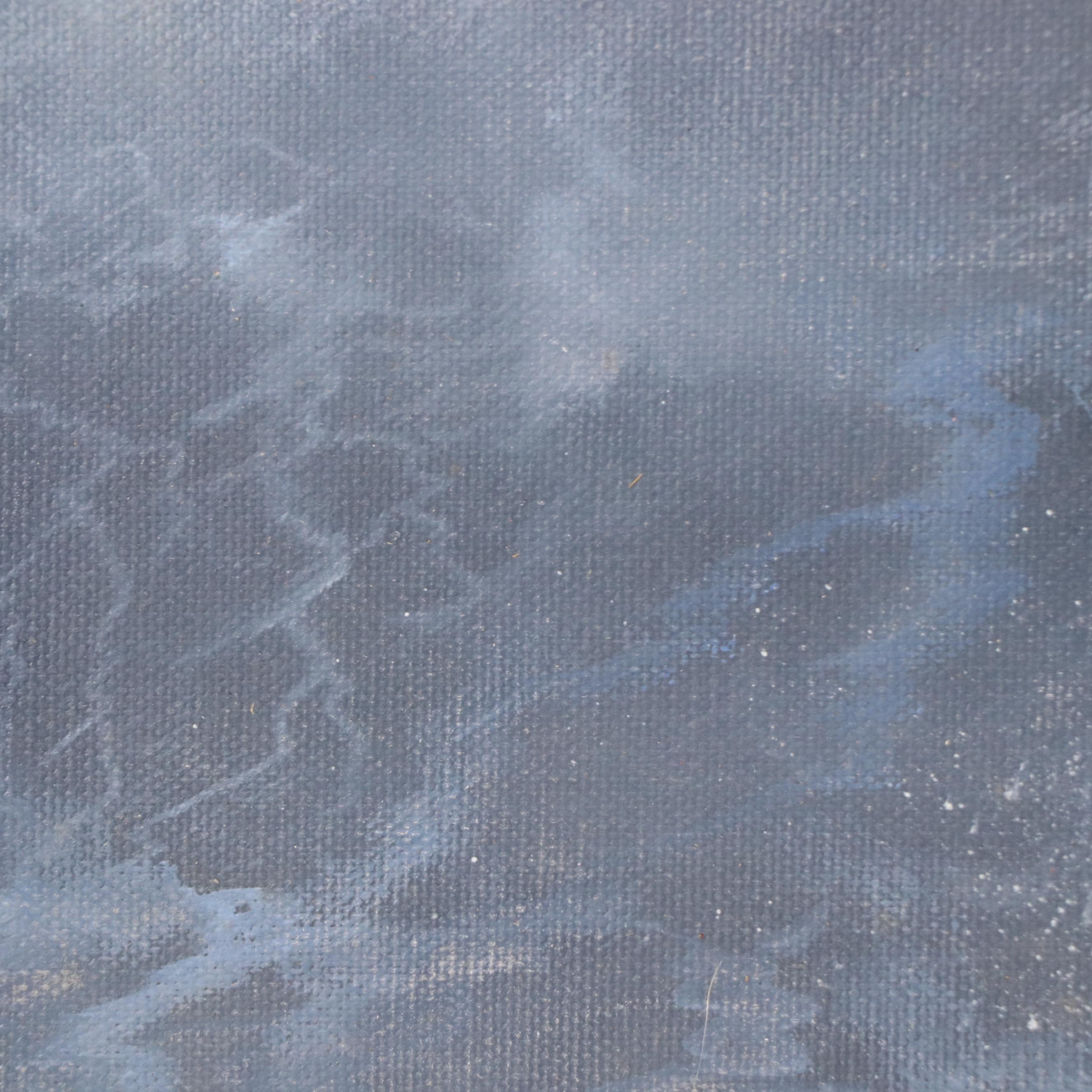 Gaston Petridis Oil Painting of Stormy Seascape, Late 20th Century