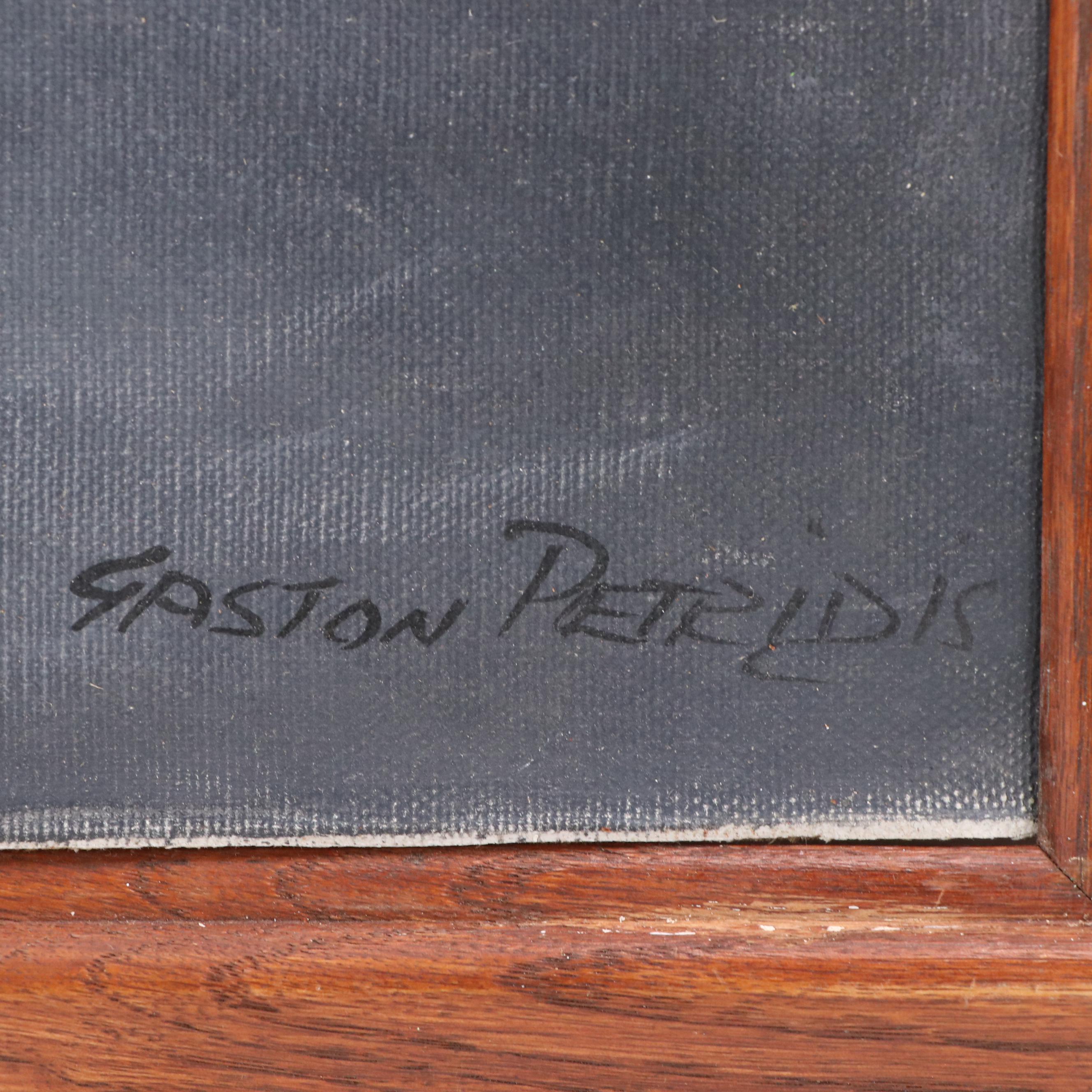 Gaston Petridis Oil Painting of Stormy Seascape, Late 20th Century