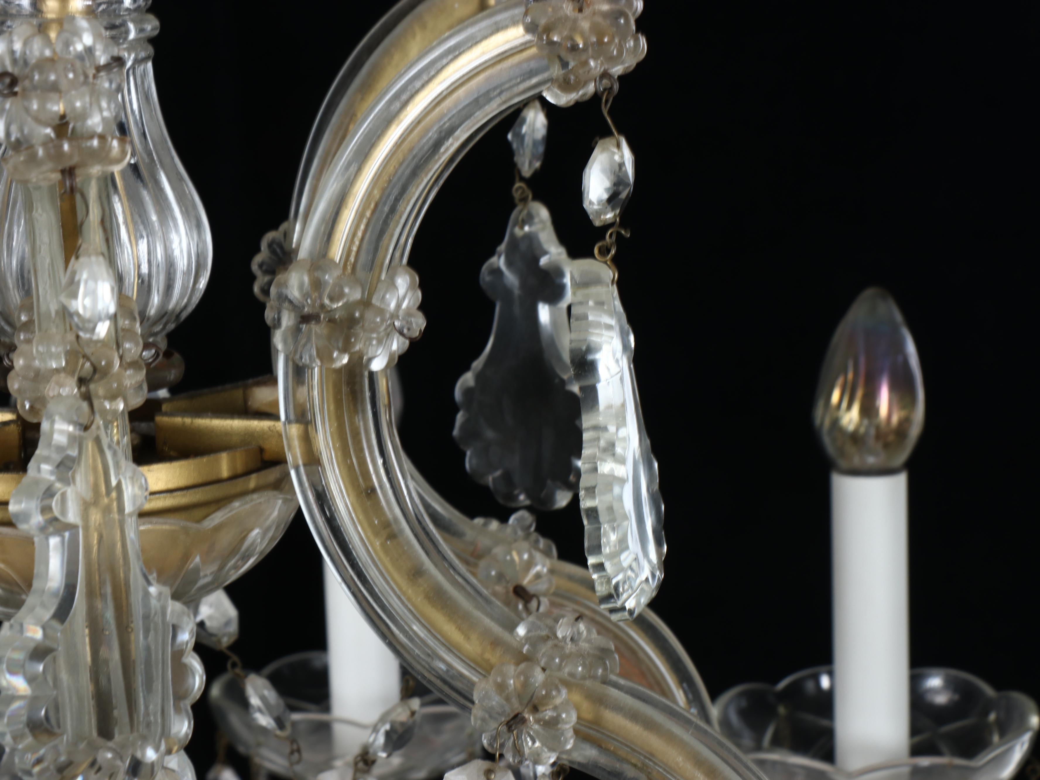 Rococo Revival Glass and Crystal 12-Arm Chandelier