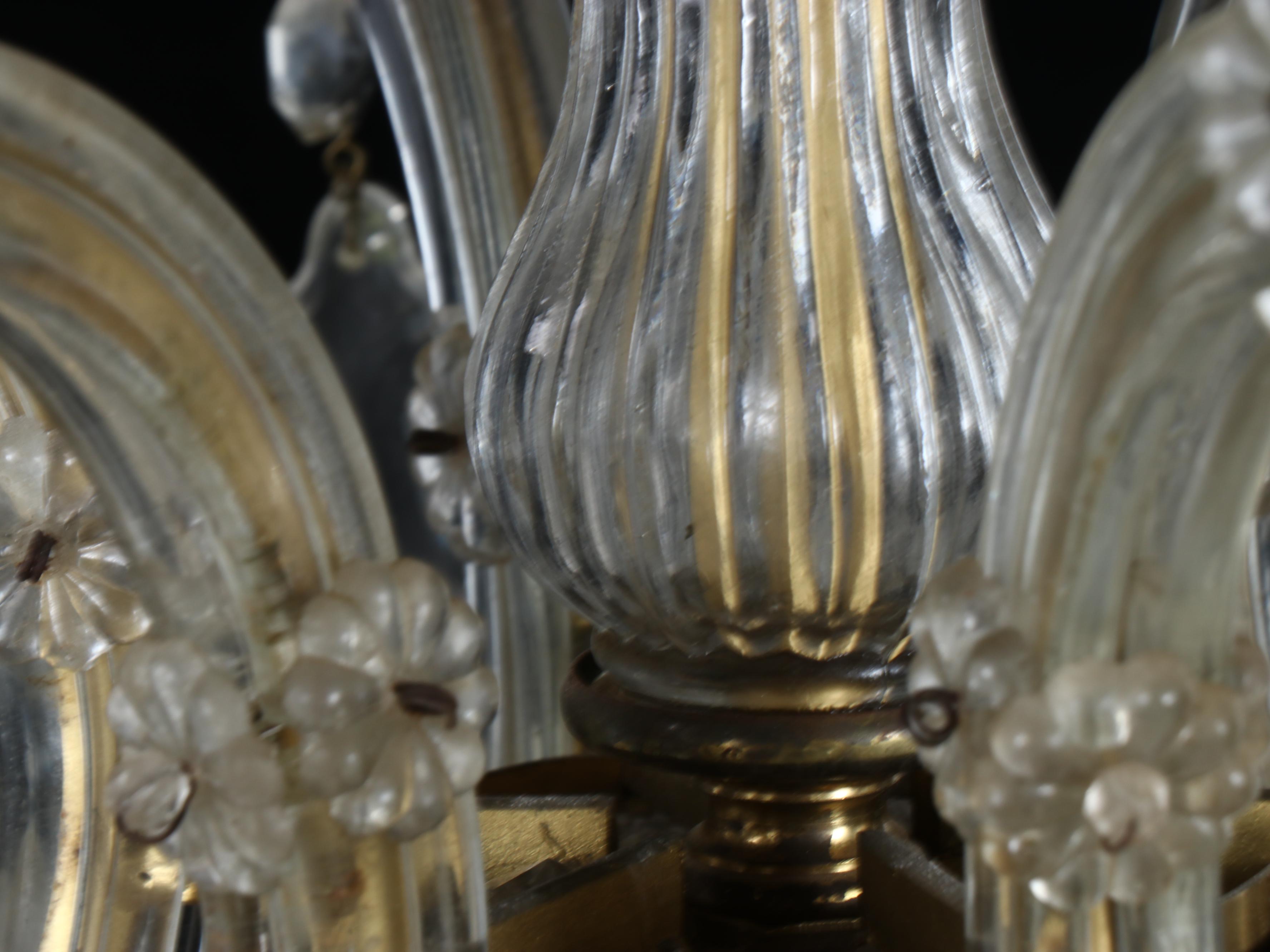 Rococo Revival Glass and Crystal 12-Arm Chandelier