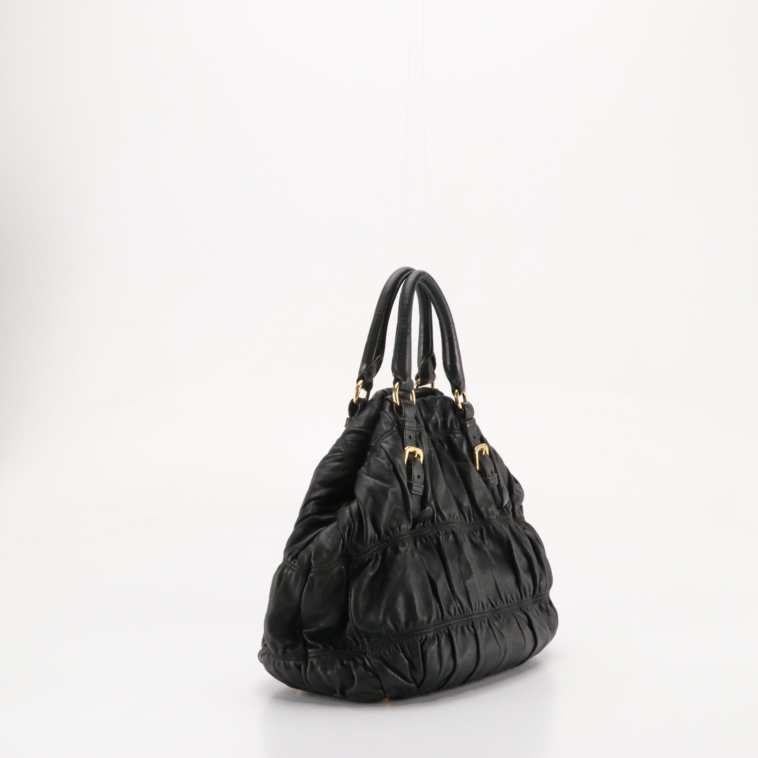 Prada Black Gaufré Nappa Leather Two-Way Bag