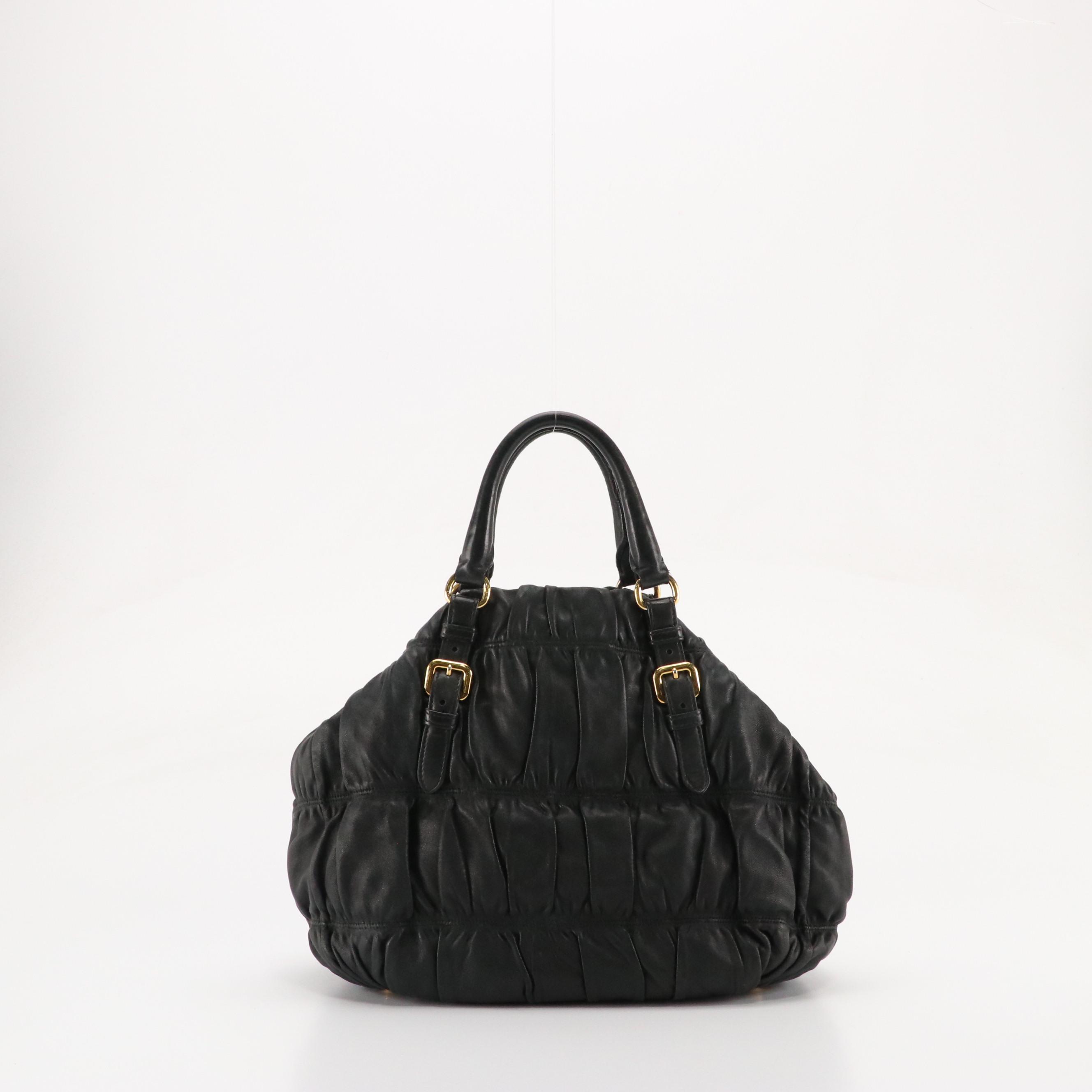 Prada Black Gaufré Nappa Leather Two-Way Bag