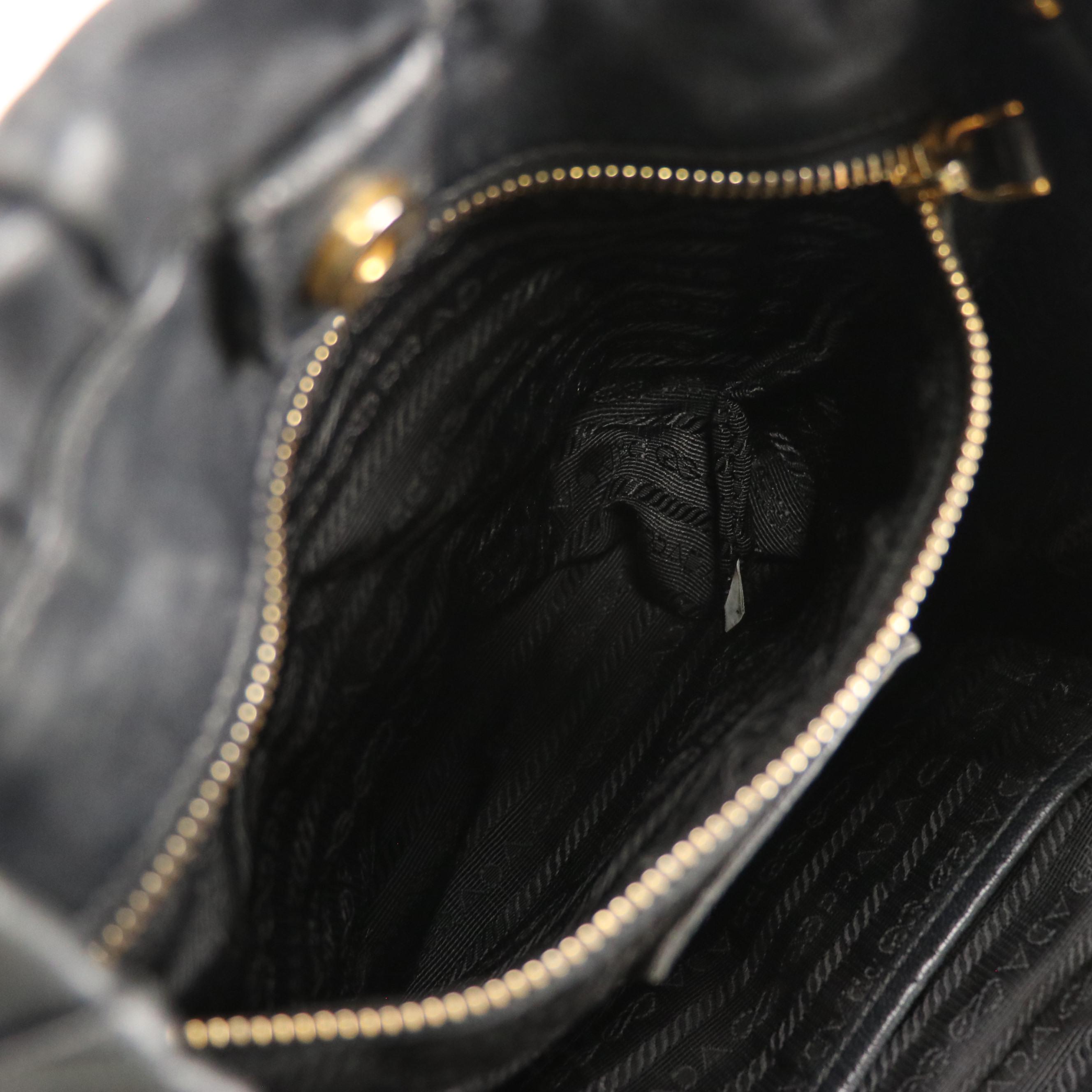 Prada Black Gaufré Nappa Leather Two-Way Bag