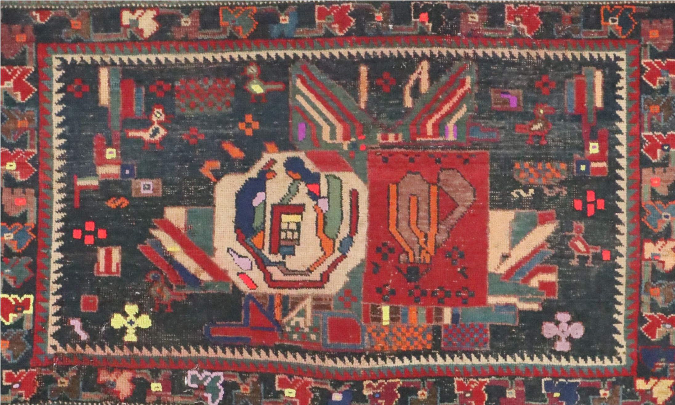 1'11 x 3' Hand-Knotted Caucasian Karabagh Accent Rug