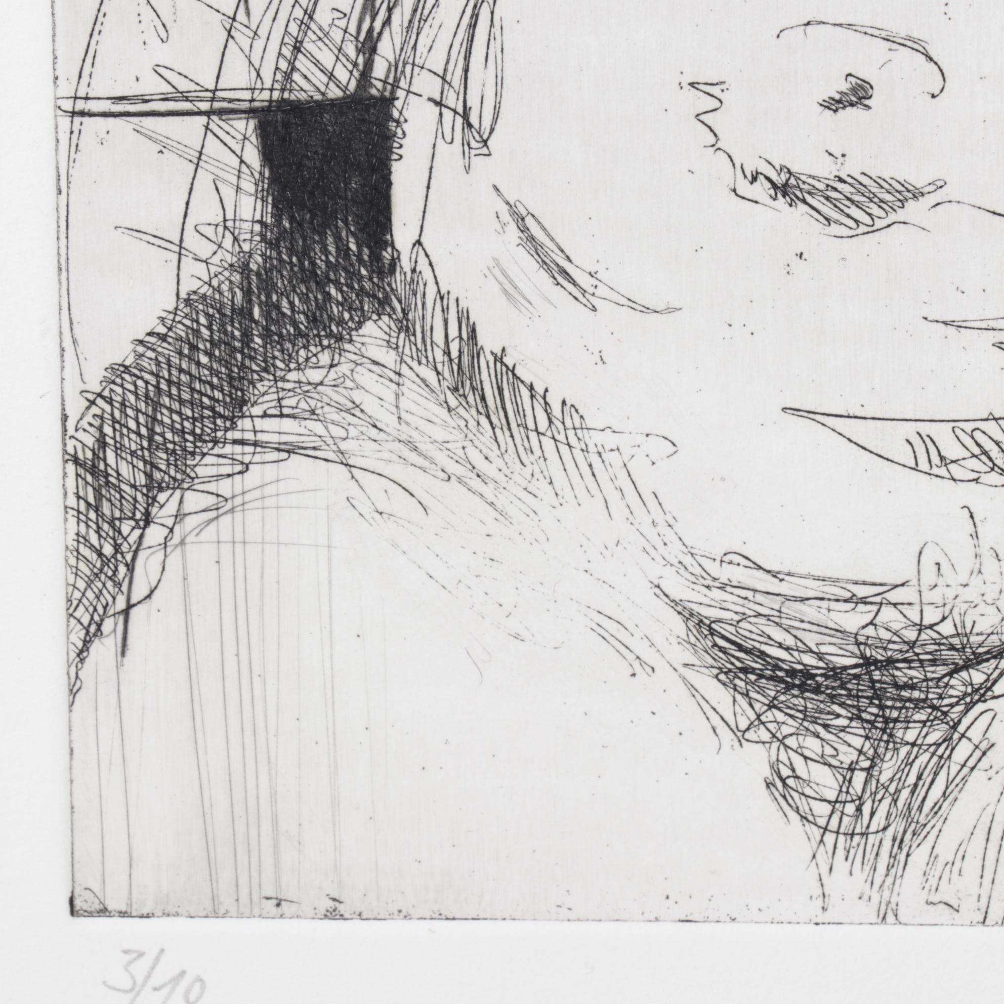 M. Buguon Black and White Etching of Torso, 1980