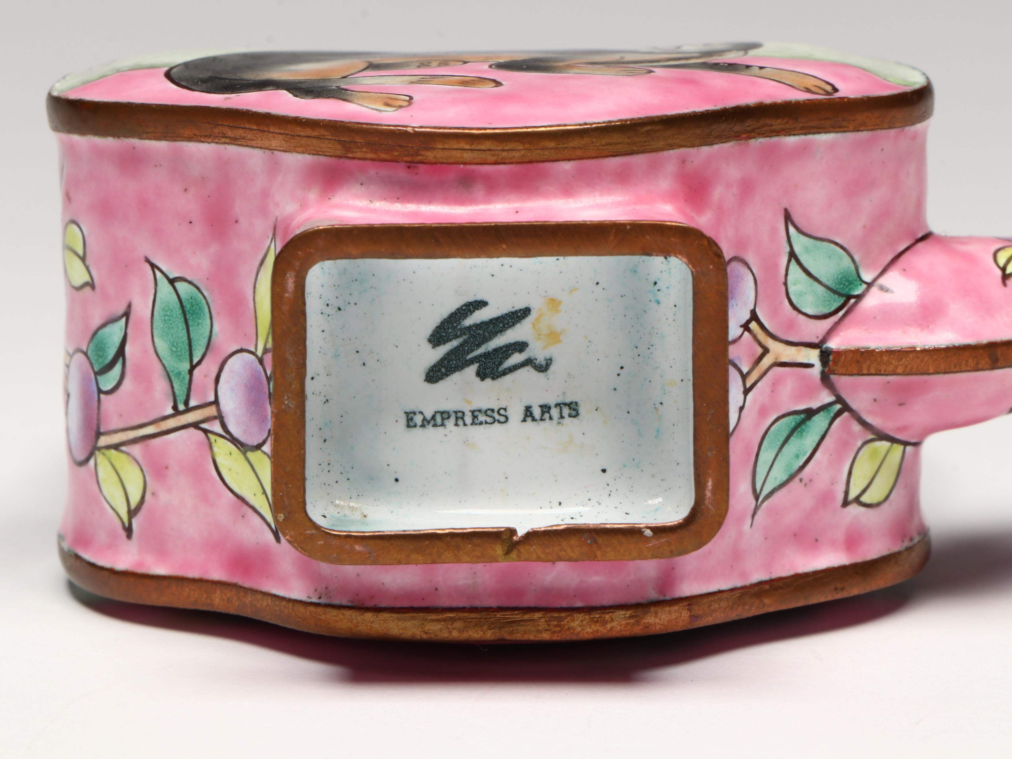 Kosta Boda Art Glass Tulip Sculpture, Hand-Enameled and Metal Miniature Teapots