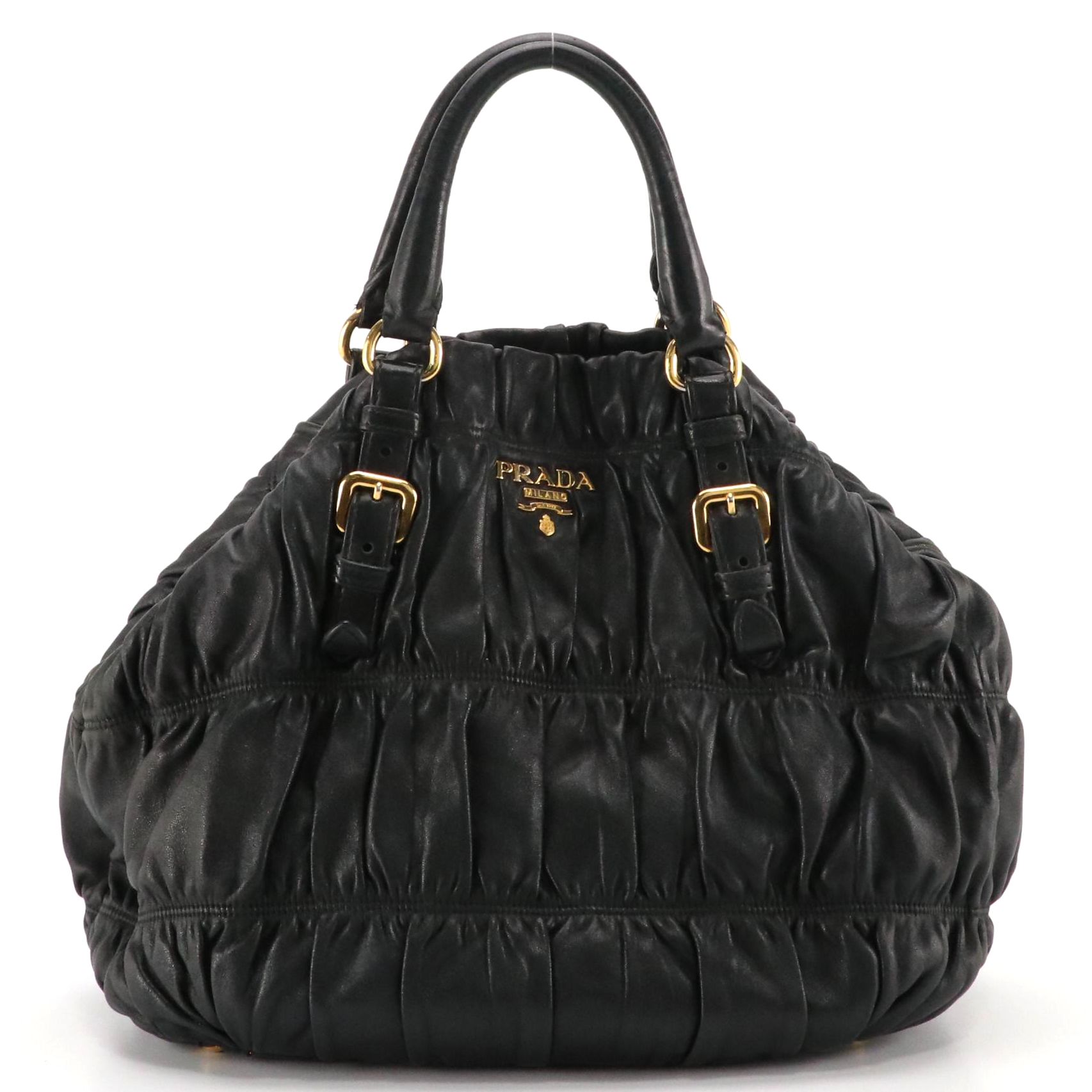Prada Black Gaufré Nappa Leather Two-Way Bag