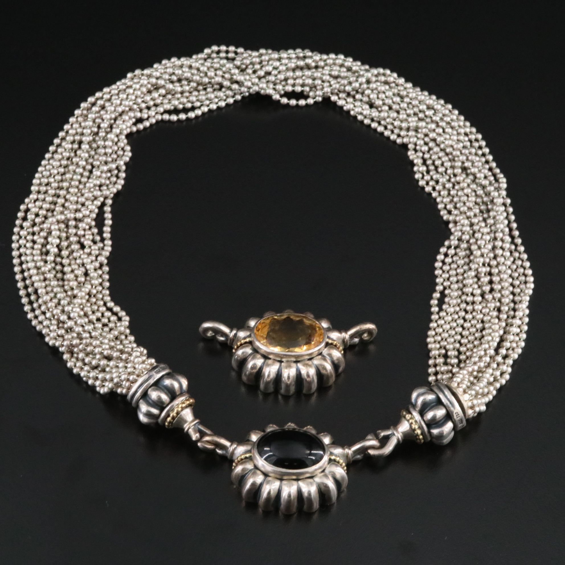 Caviar by Lagos Sterling, 18K Torsade Necklace with Interchangeable Gem Pendants