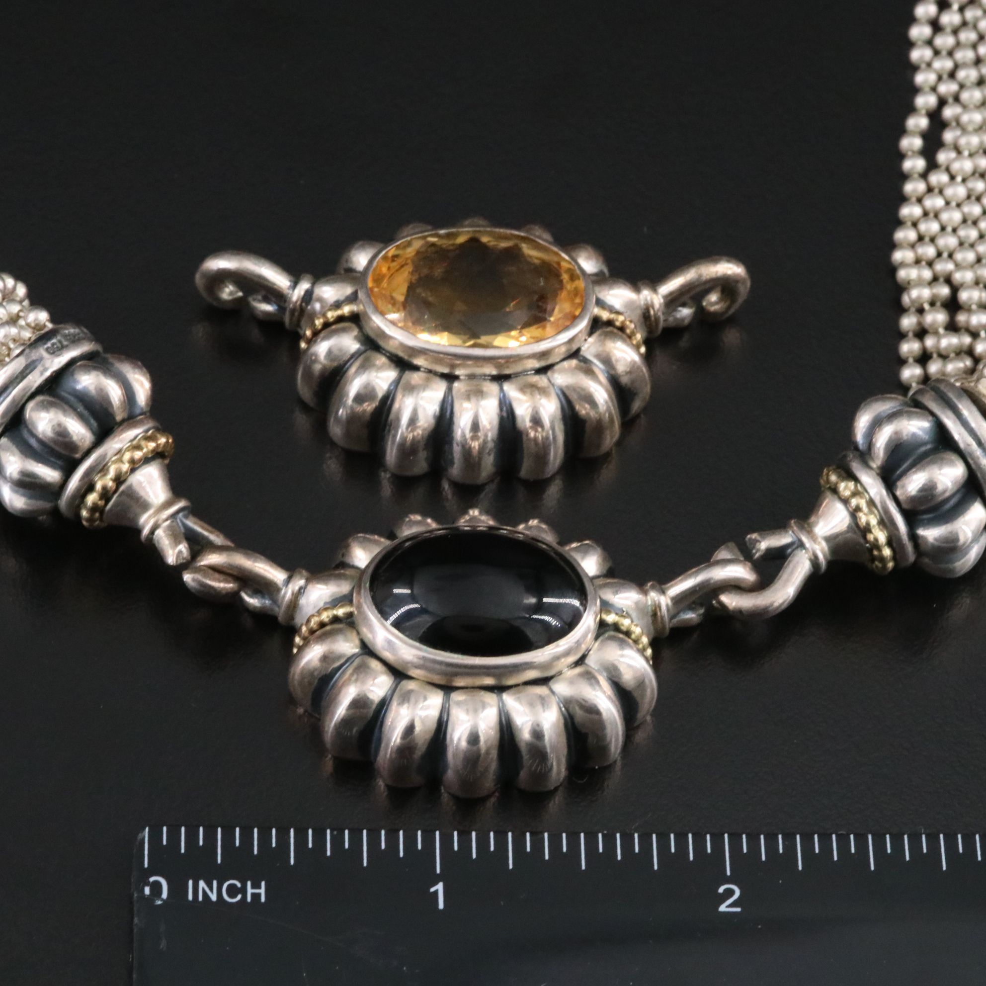 Caviar by Lagos Sterling, 18K Torsade Necklace with Interchangeable Gem Pendants