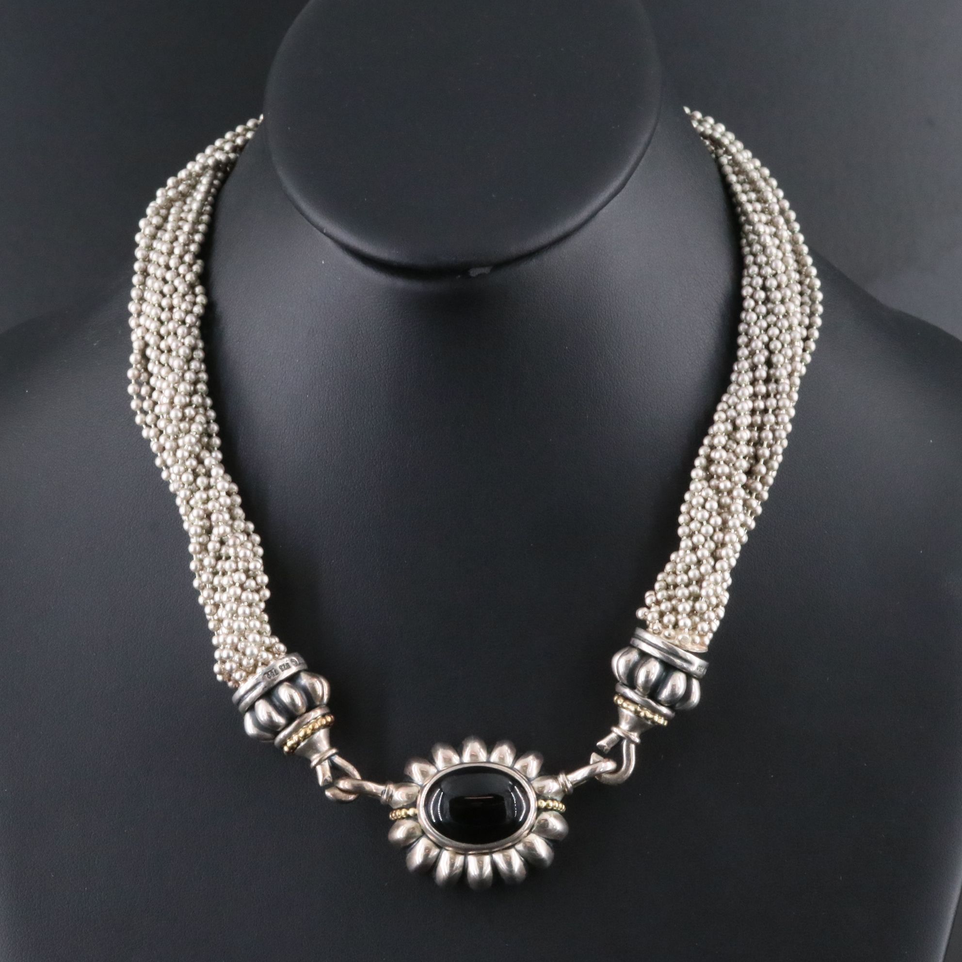 Caviar by Lagos Sterling, 18K Torsade Necklace with Interchangeable Gem Pendants