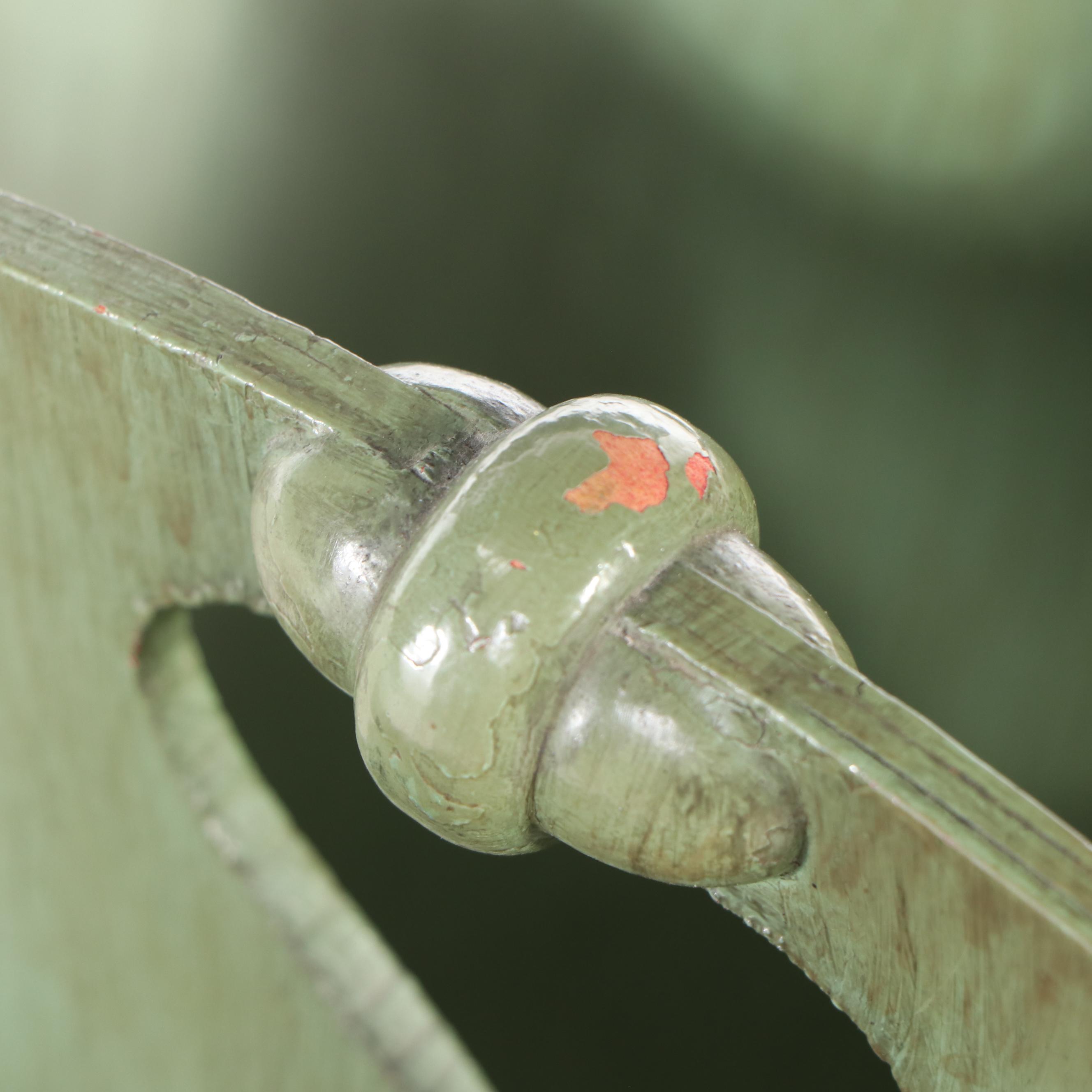 Green Painted Two-Drawer Chest, Magazine Rack, and Knitting Stand.