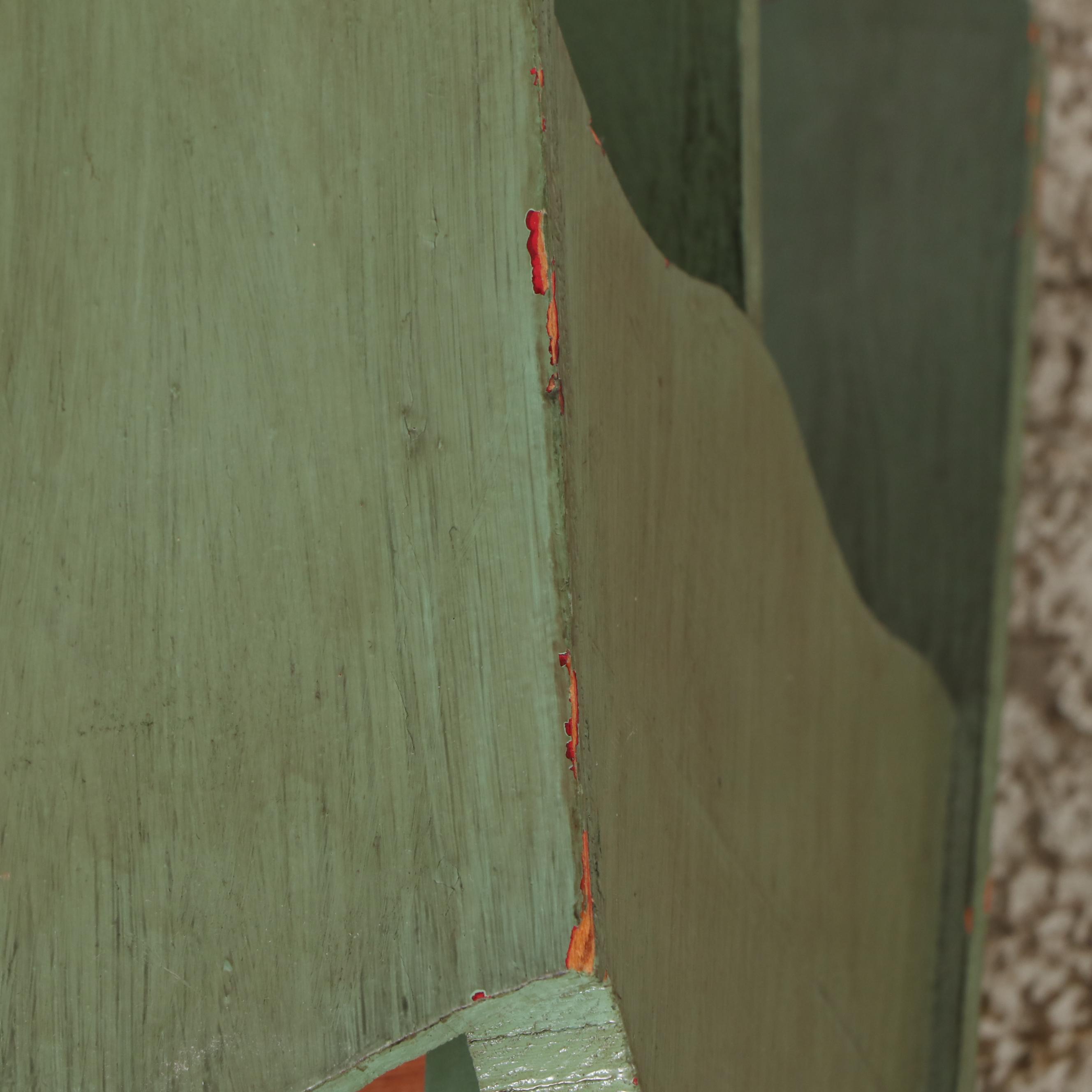 Green Painted Two-Drawer Chest, Magazine Rack, and Knitting Stand.