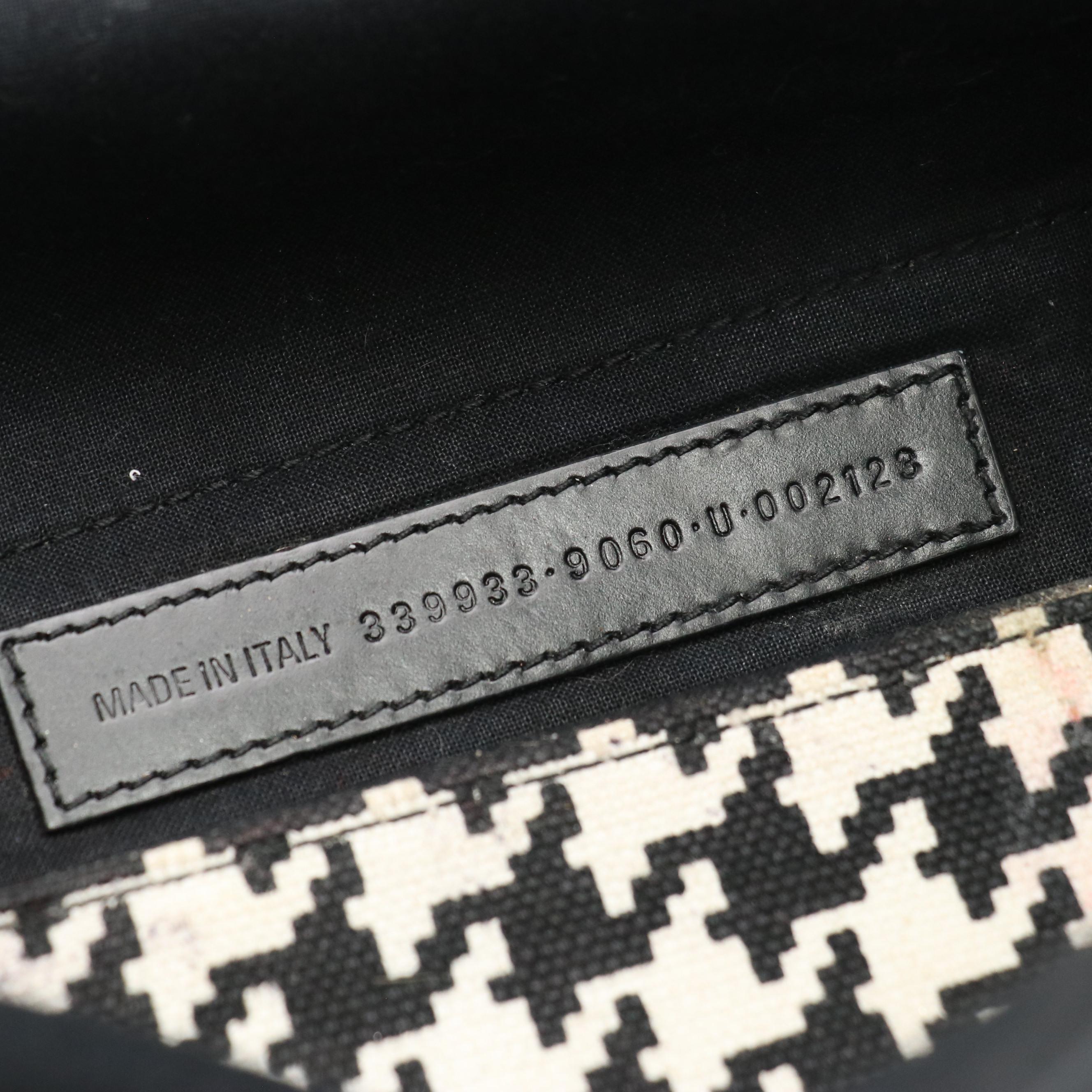 Balenciaga Houndstooth Canvas and Leather Tote with Zip Pouch