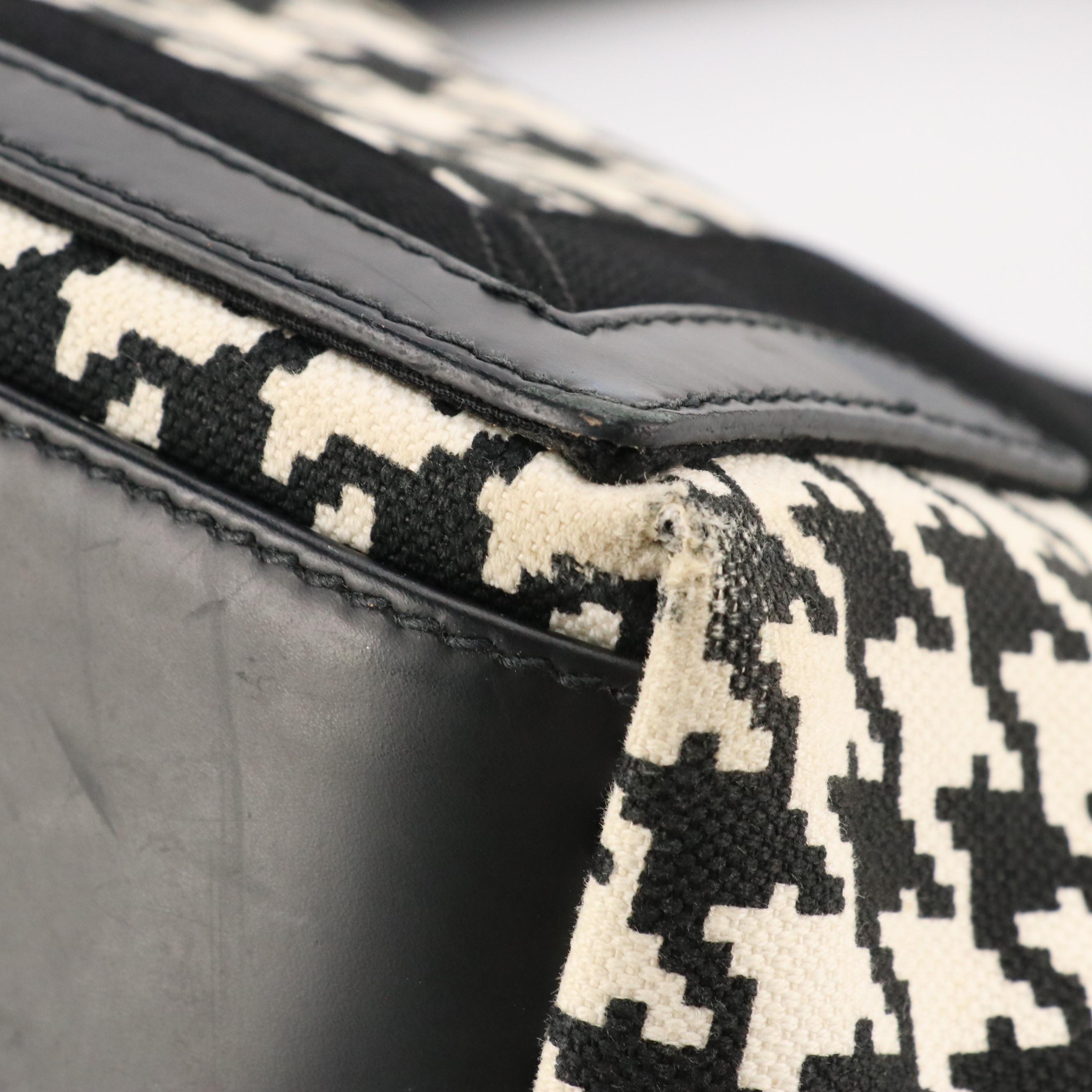Balenciaga Houndstooth Canvas and Leather Tote with Zip Pouch