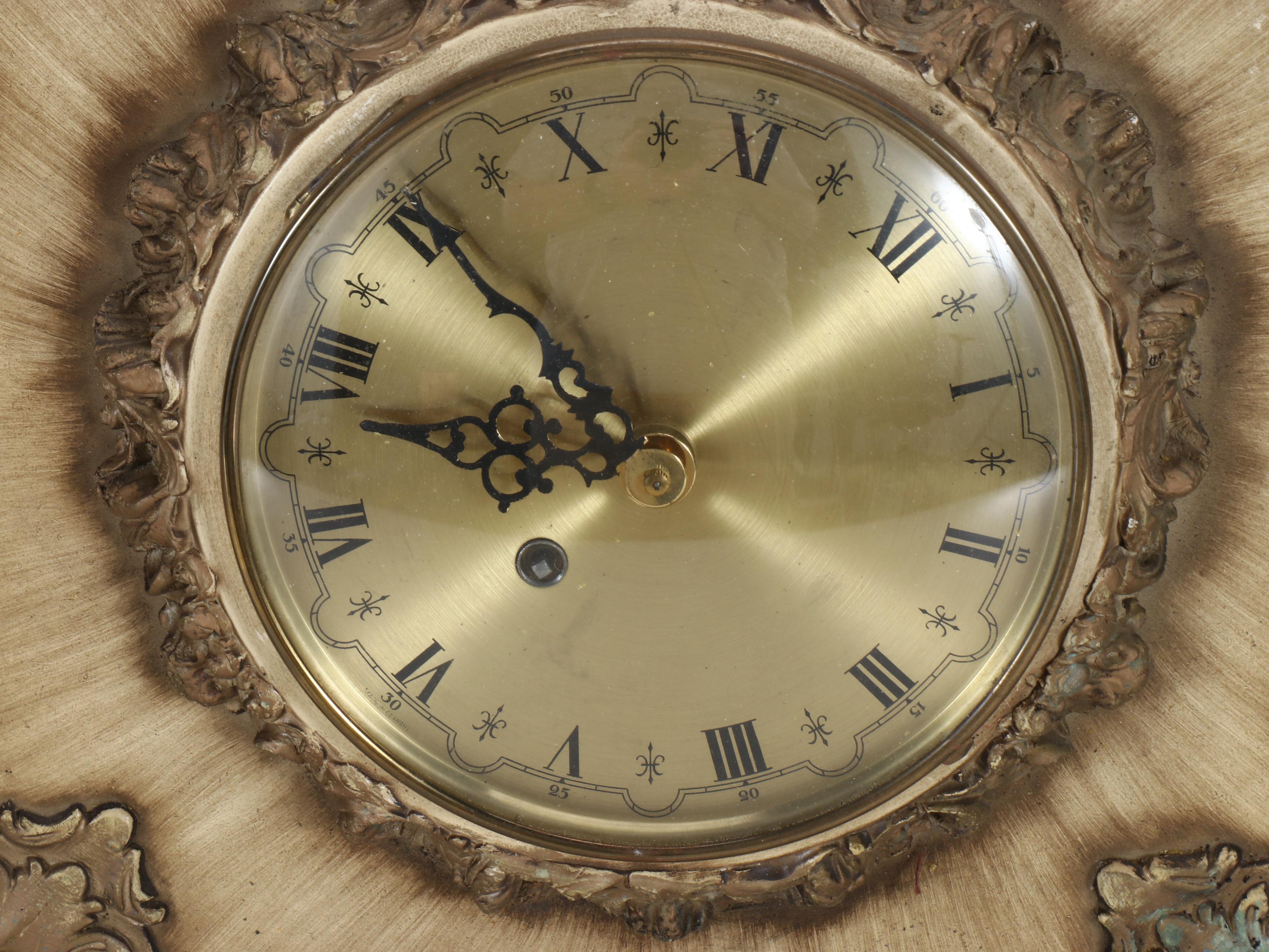 Baroque Revival German Giltwood Wall Clock, Mid-20th Century