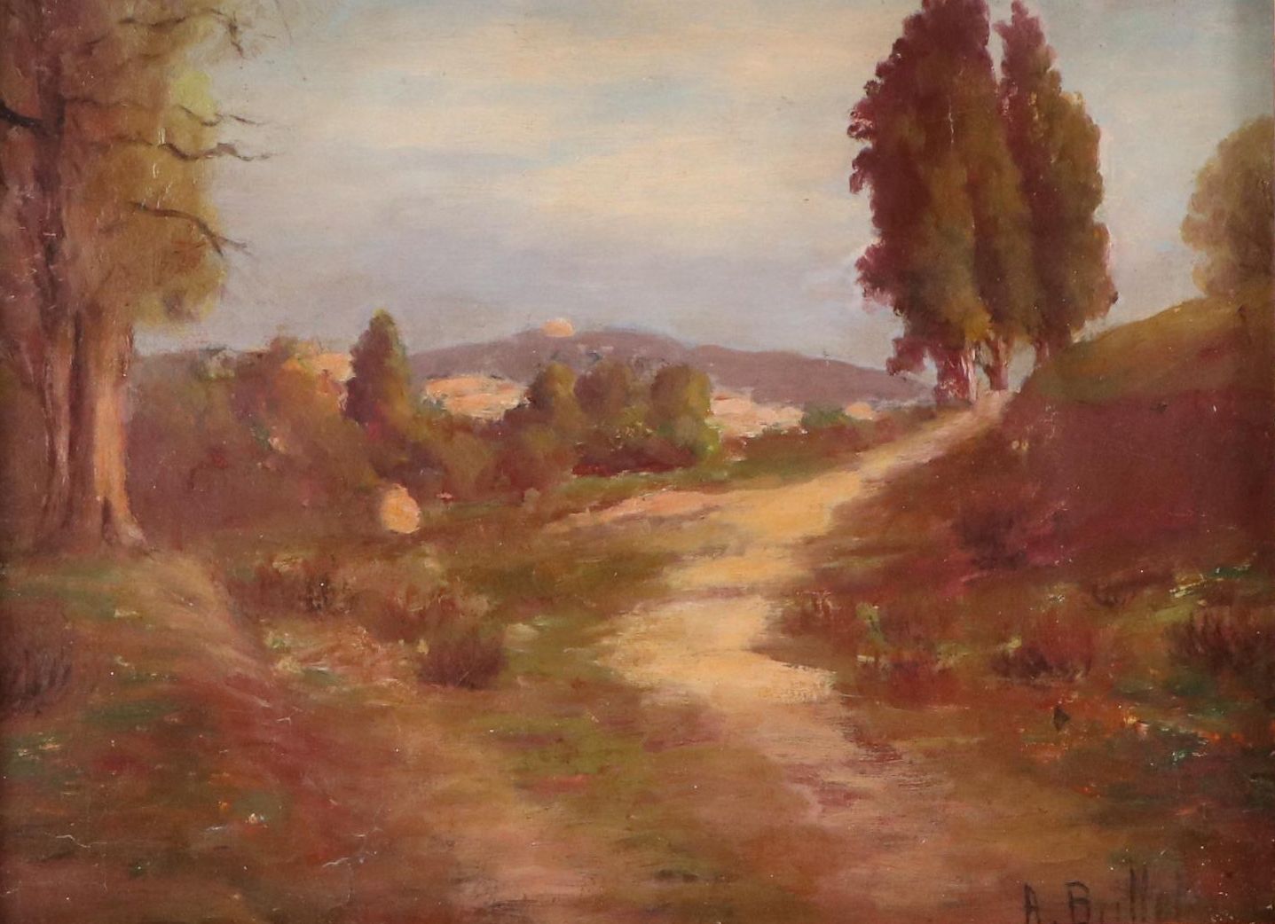 André Brillet Oil Painting "Les Collines des Falicon," Early to Mid-20th Century