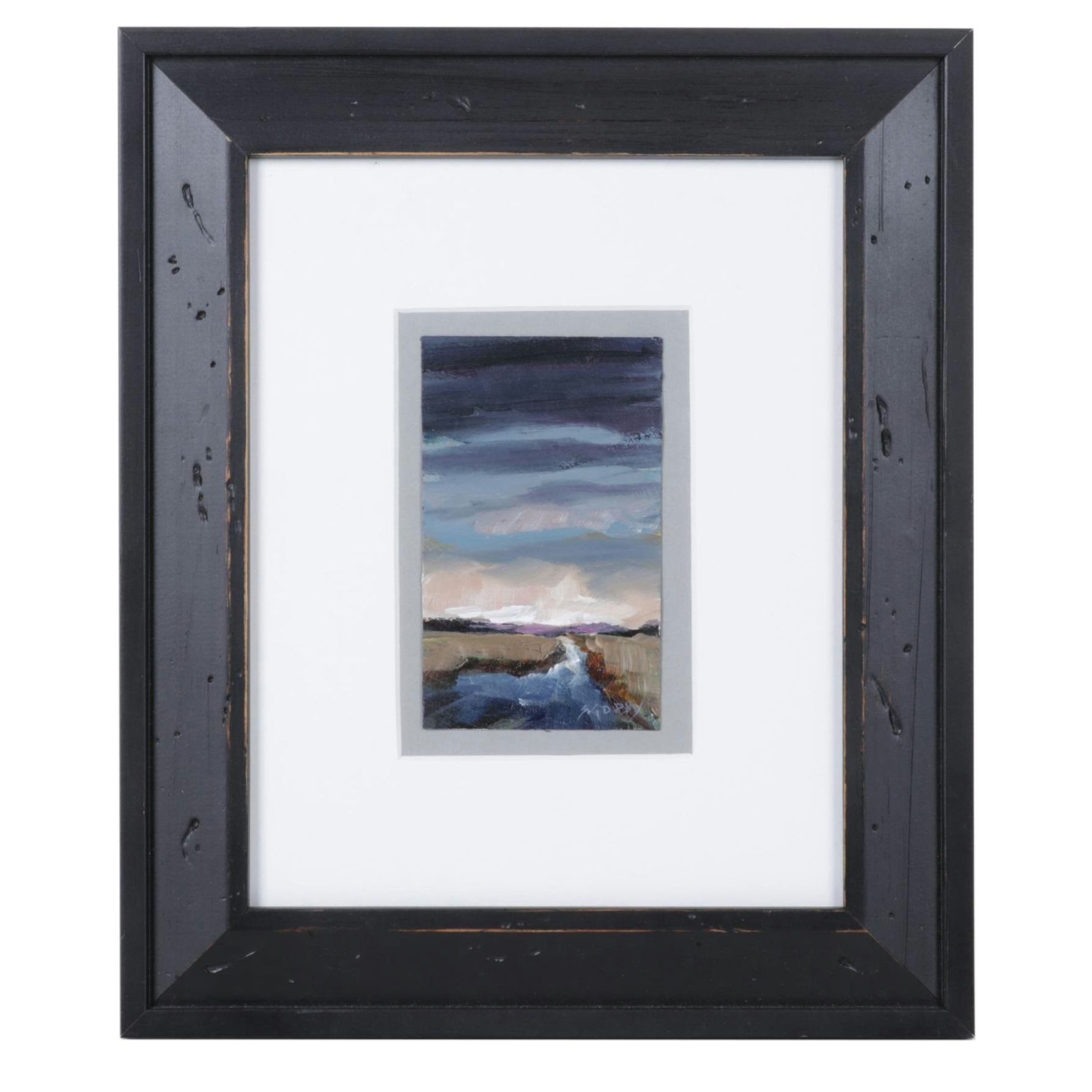 Landscape Oil Painting of River and Turbulent Clouds