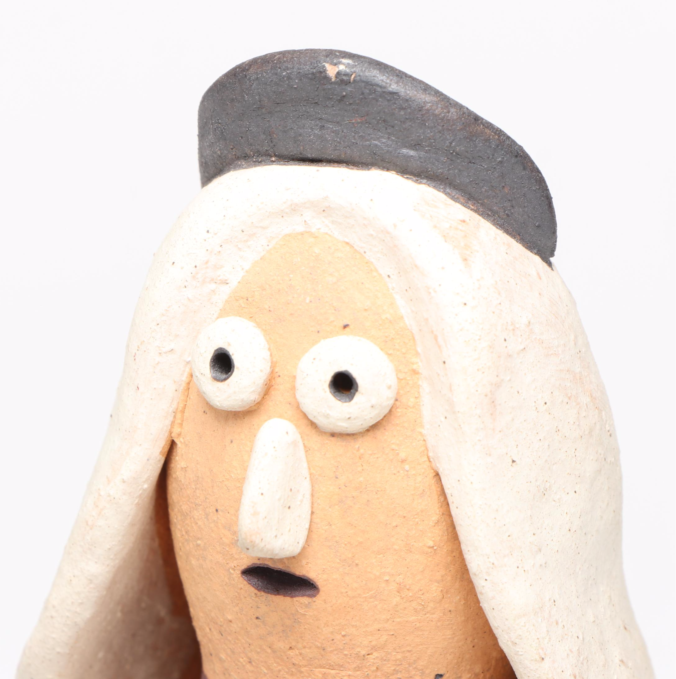 Mexican Barro Negro Lidded Jar with Venezuelan Folk Art Ceramic Figures