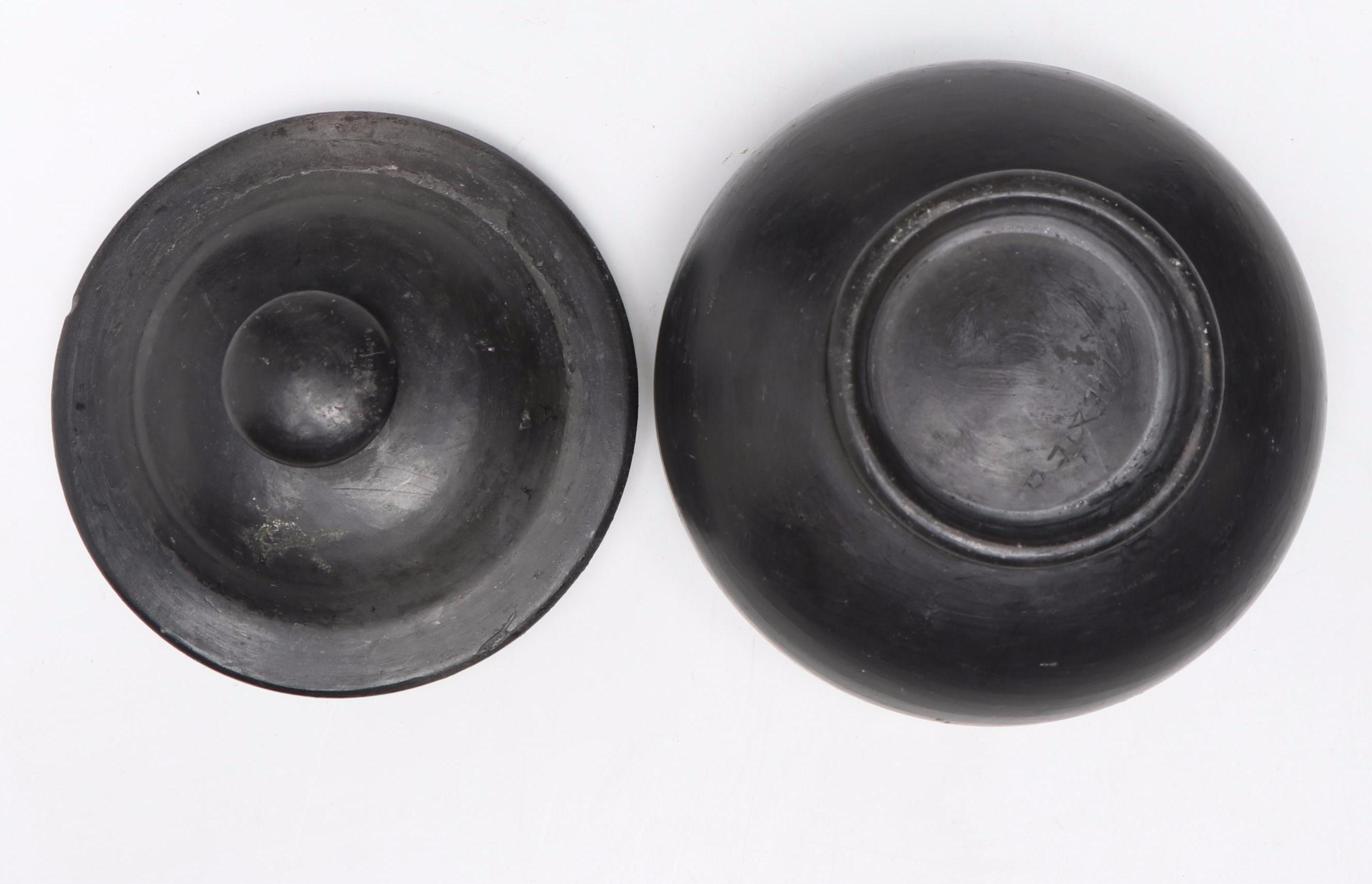 Mexican Barro Negro Lidded Jar with Venezuelan Folk Art Ceramic Figures