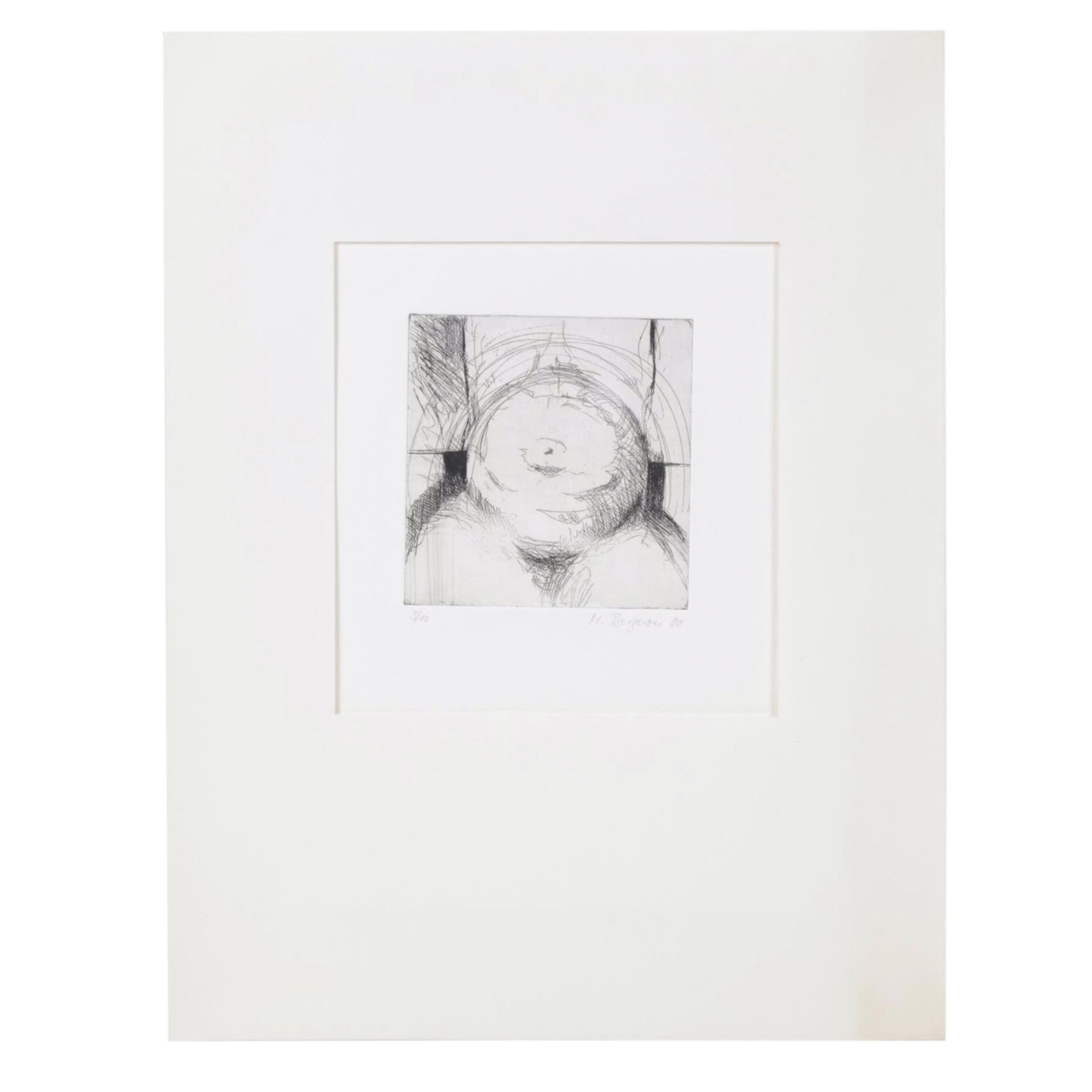 M. Buguon Black and White Etching of Torso, 1980
