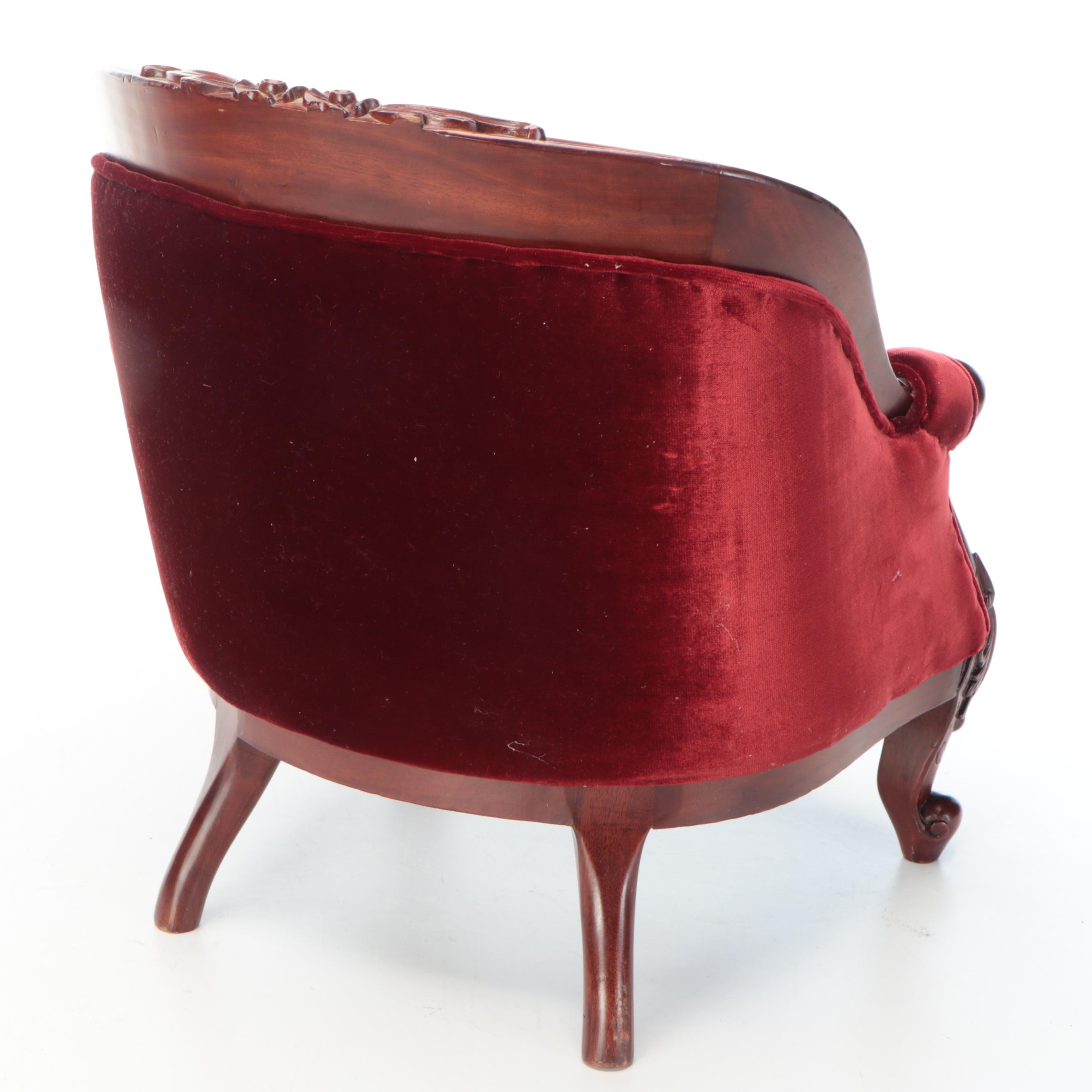 Victorian Style Children's Velvet Armchair with Side Chairs