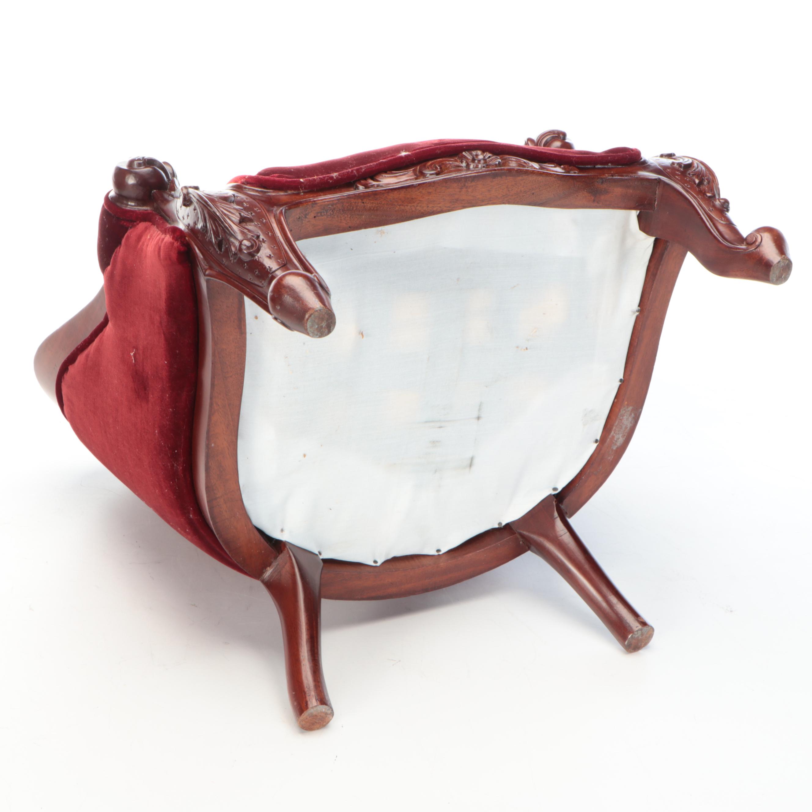 Victorian Style Children's Velvet Armchair with Side Chairs