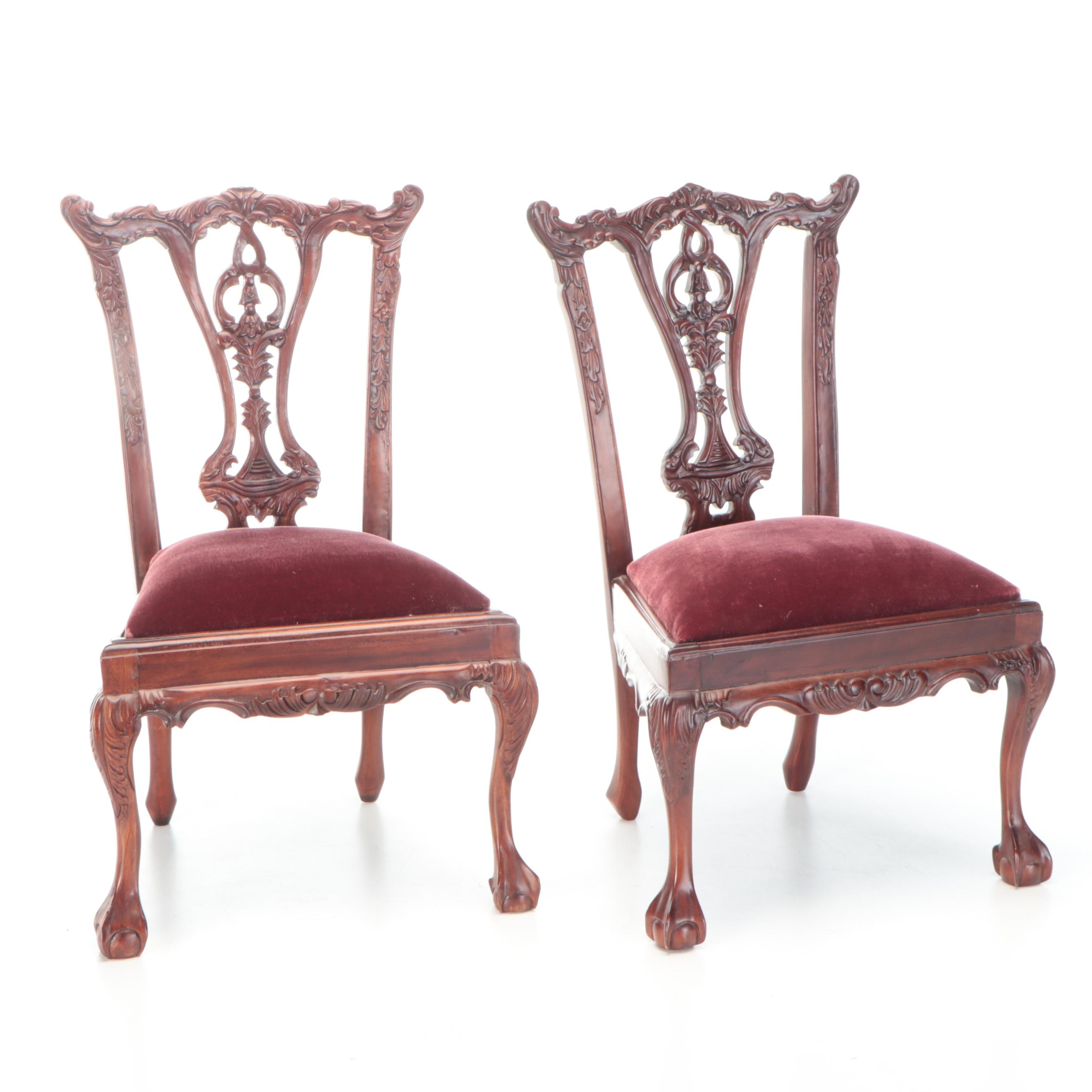 Victorian Style Children's Velvet Armchair with Side Chairs