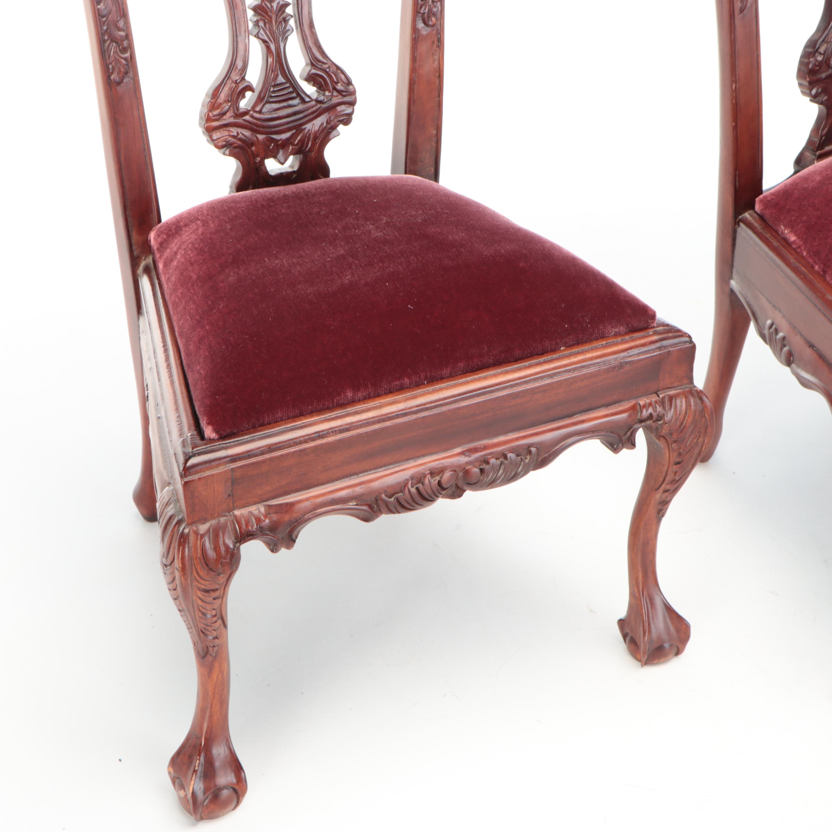Victorian Style Children's Velvet Armchair with Side Chairs