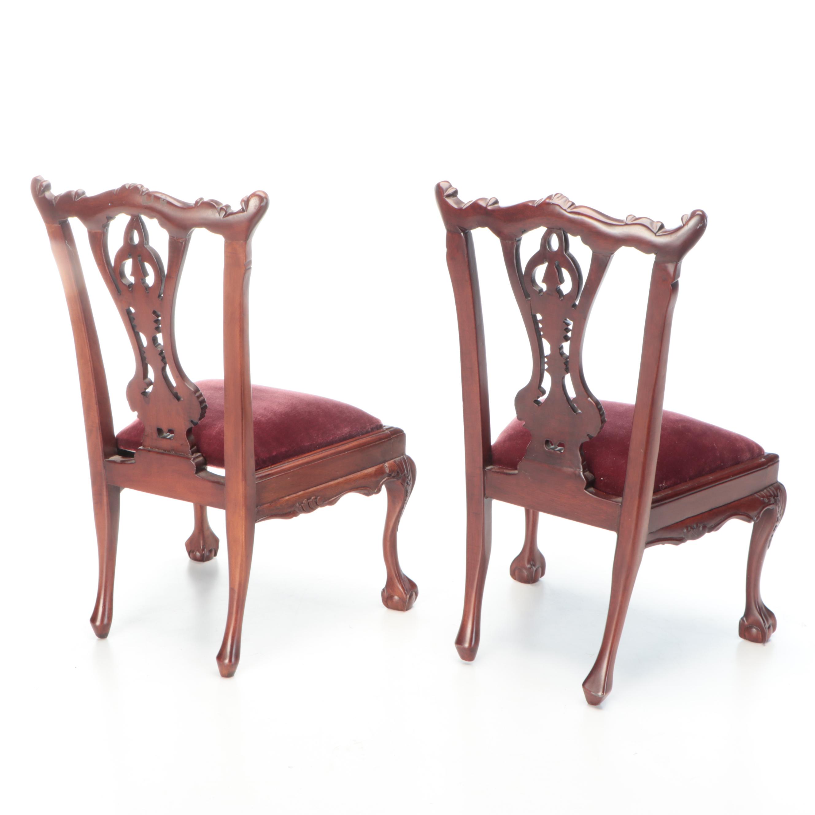 Victorian Style Children's Velvet Armchair with Side Chairs