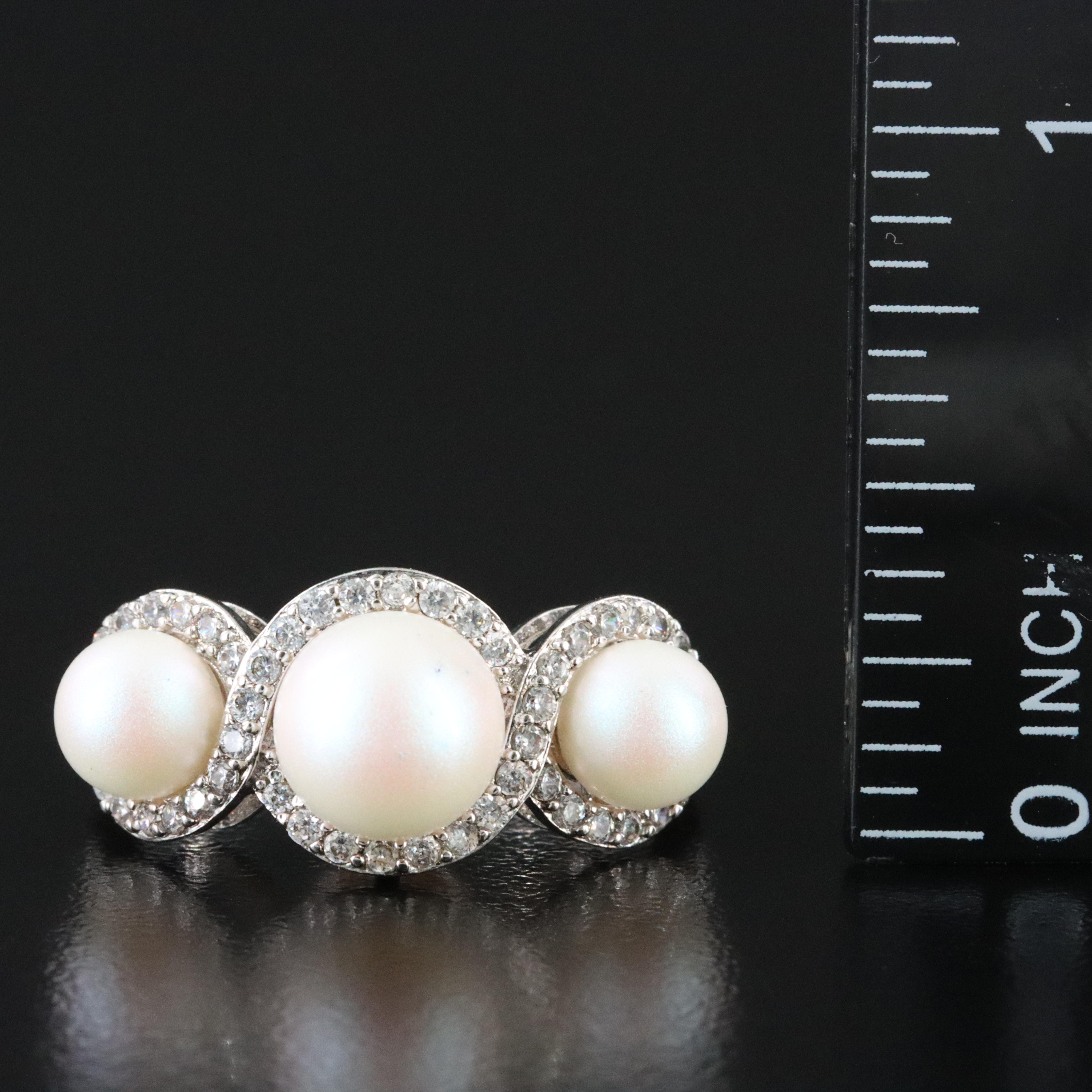 Faux Pearl and CZ Ring