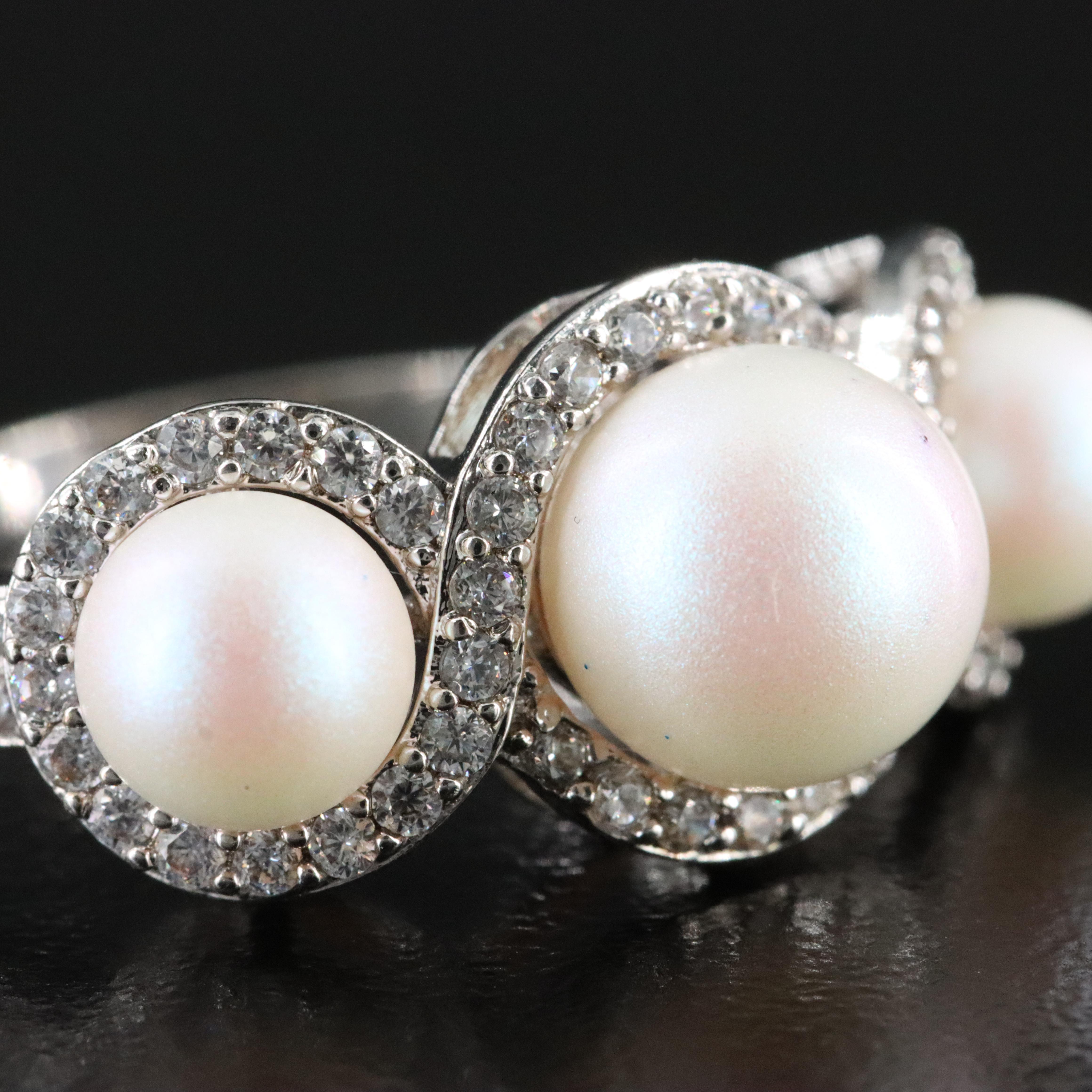 Faux Pearl and CZ Ring
